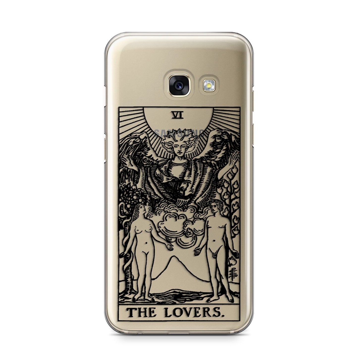 The Lovers Monochrome Tarot Card Samsung Galaxy A3 2017 Case on gold phone