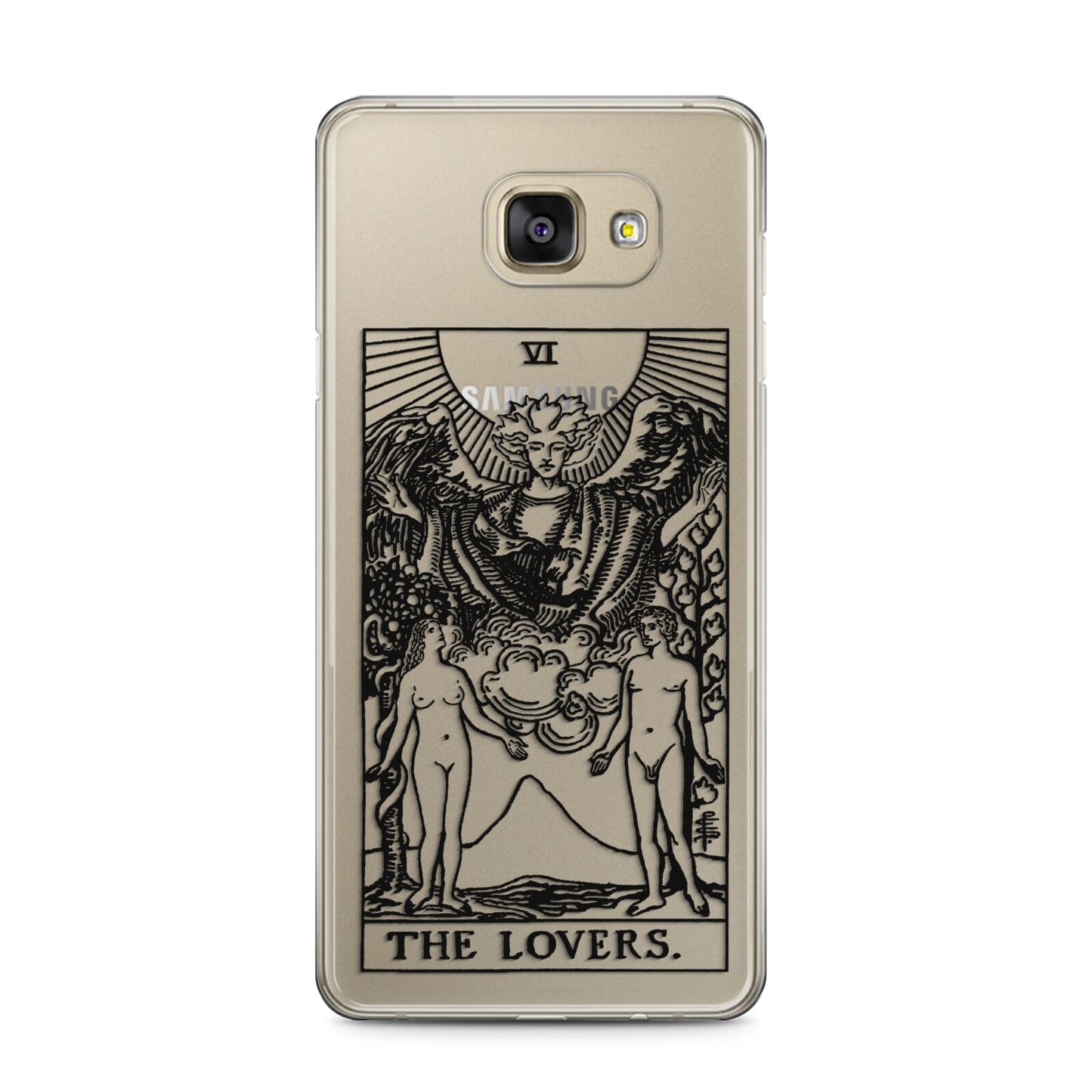 The Lovers Monochrome Tarot Card Samsung Galaxy A5 2016 Case on gold phone