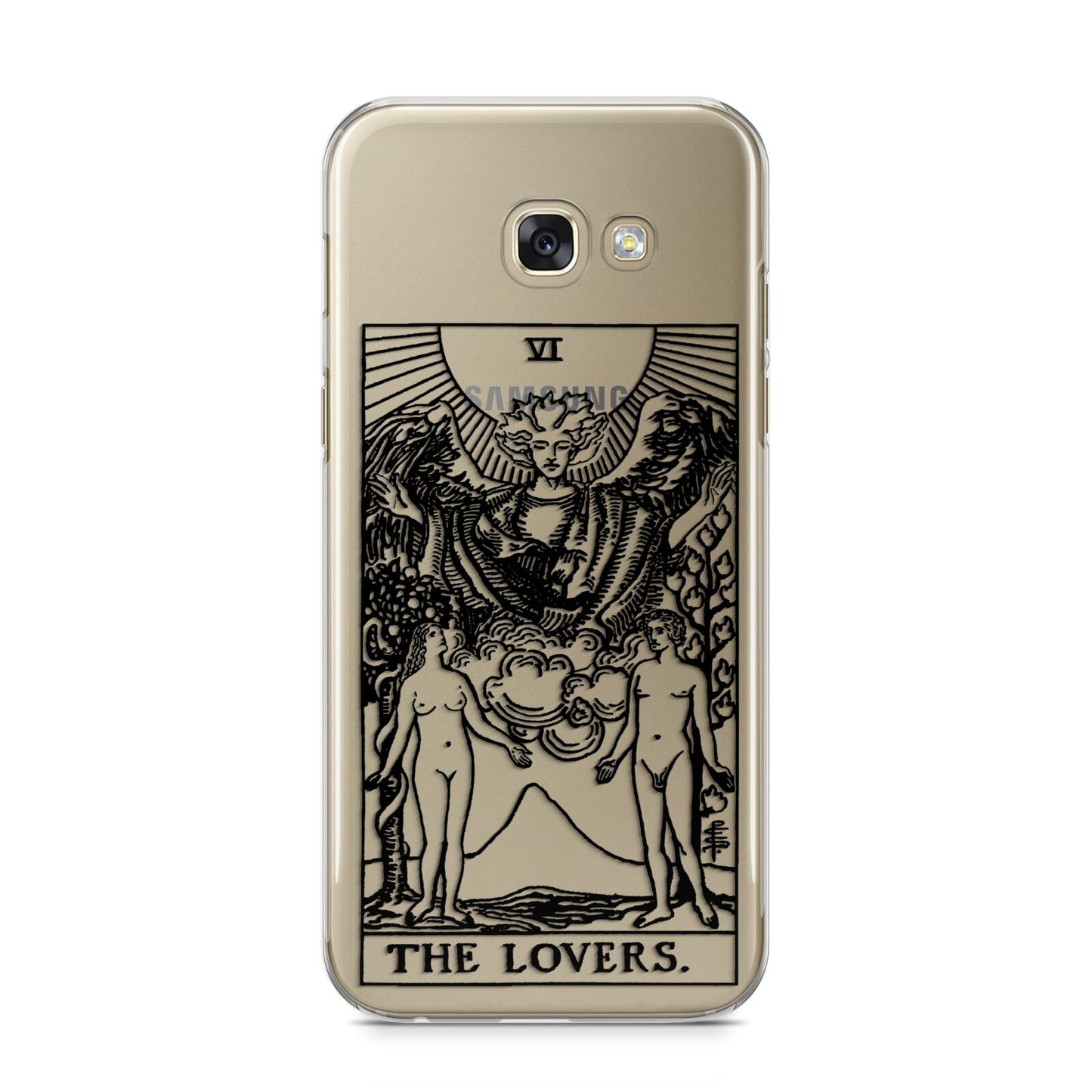 The Lovers Monochrome Tarot Card Samsung Galaxy A5 2017 Case on gold phone