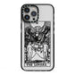 The Lovers Monochrome Tarot Card iPhone 13 Pro Max Black Impact Case on Silver phone