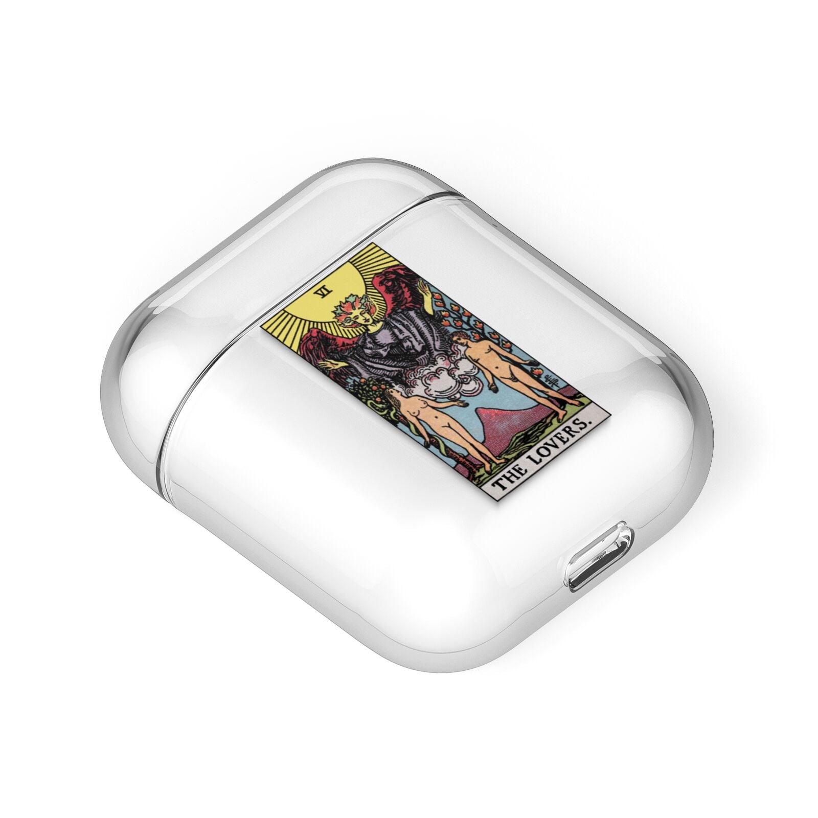 The Lovers Tarot Card AirPods Case Laid Flat