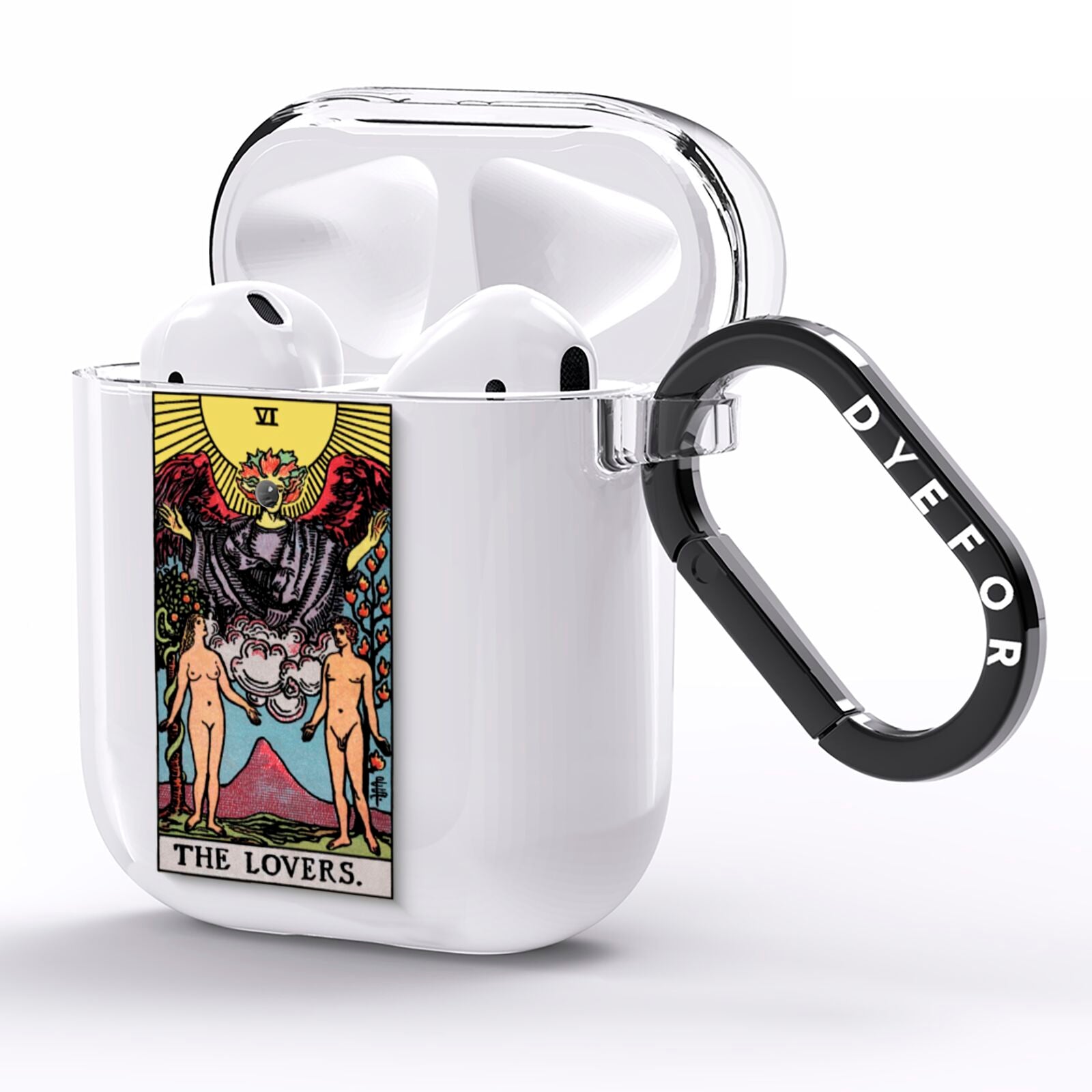 The Lovers Tarot Card AirPods Clear Case Side Image