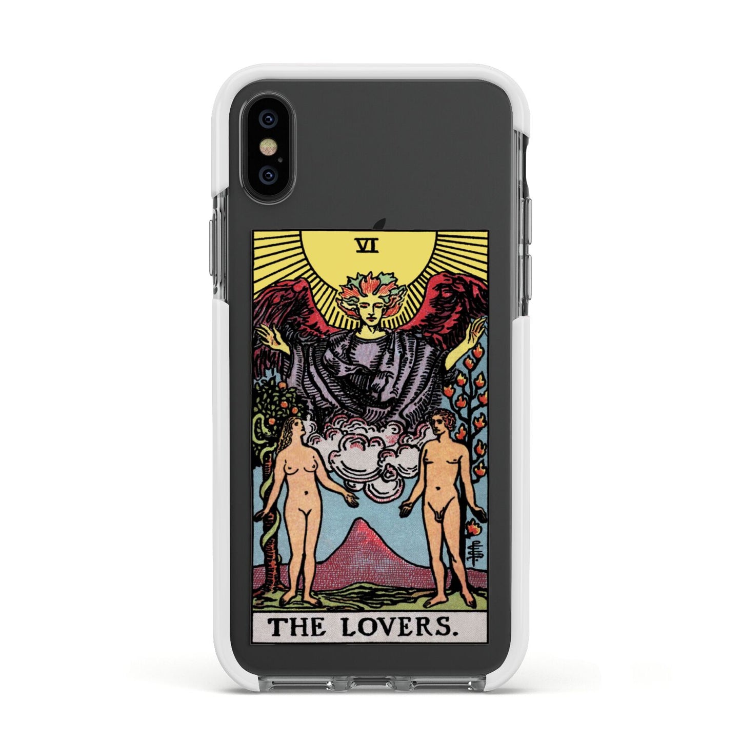 The Lovers Tarot Card Apple iPhone Xs Impact Case White Edge on Black Phone