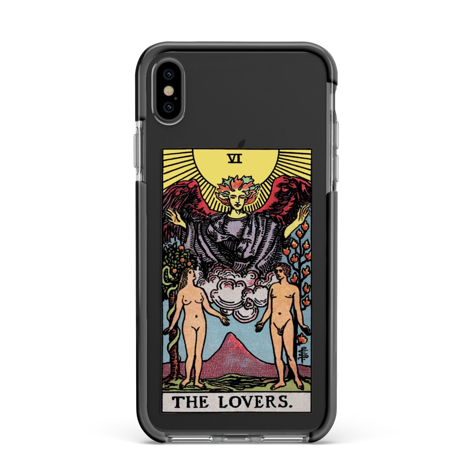 The Lovers Tarot Card Apple iPhone Xs Max Impact Case Black Edge on Black Phone