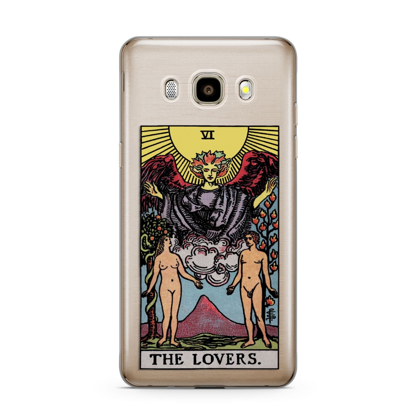 The Lovers Tarot Card Samsung Galaxy J7 2016 Case on gold phone