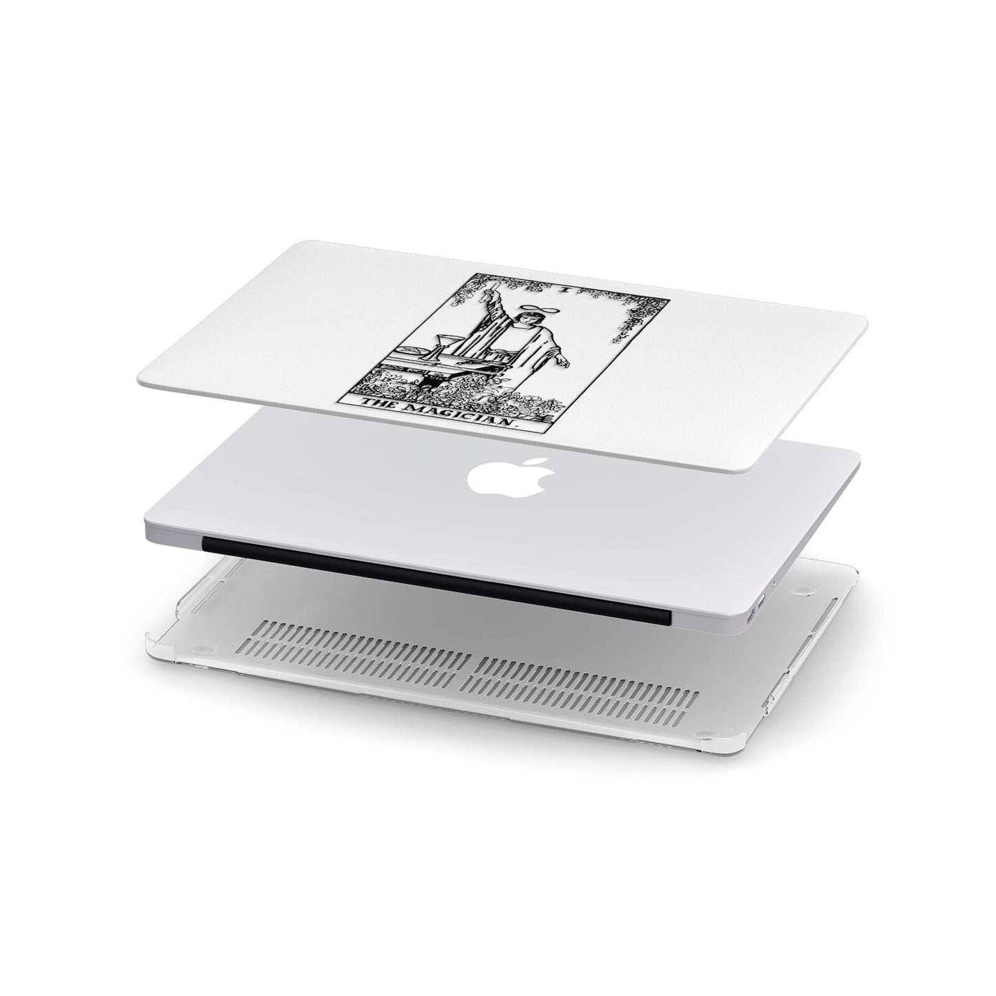 The Magician Monochrome Tarot Card Apple MacBook Case in Detail