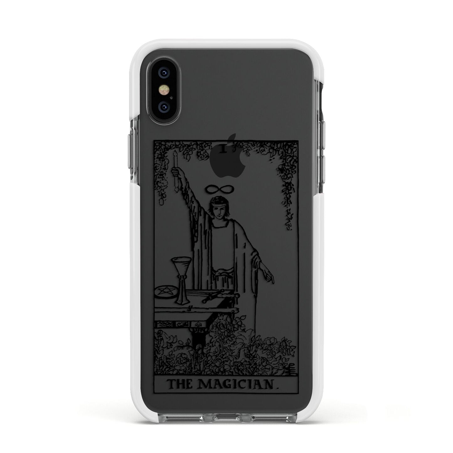 The Magician Monochrome Tarot Card Apple iPhone Xs Impact Case White Edge on Black Phone