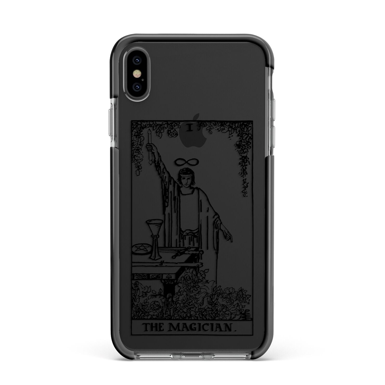 The Magician Monochrome Tarot Card Apple iPhone Xs Max Impact Case Black Edge on Black Phone