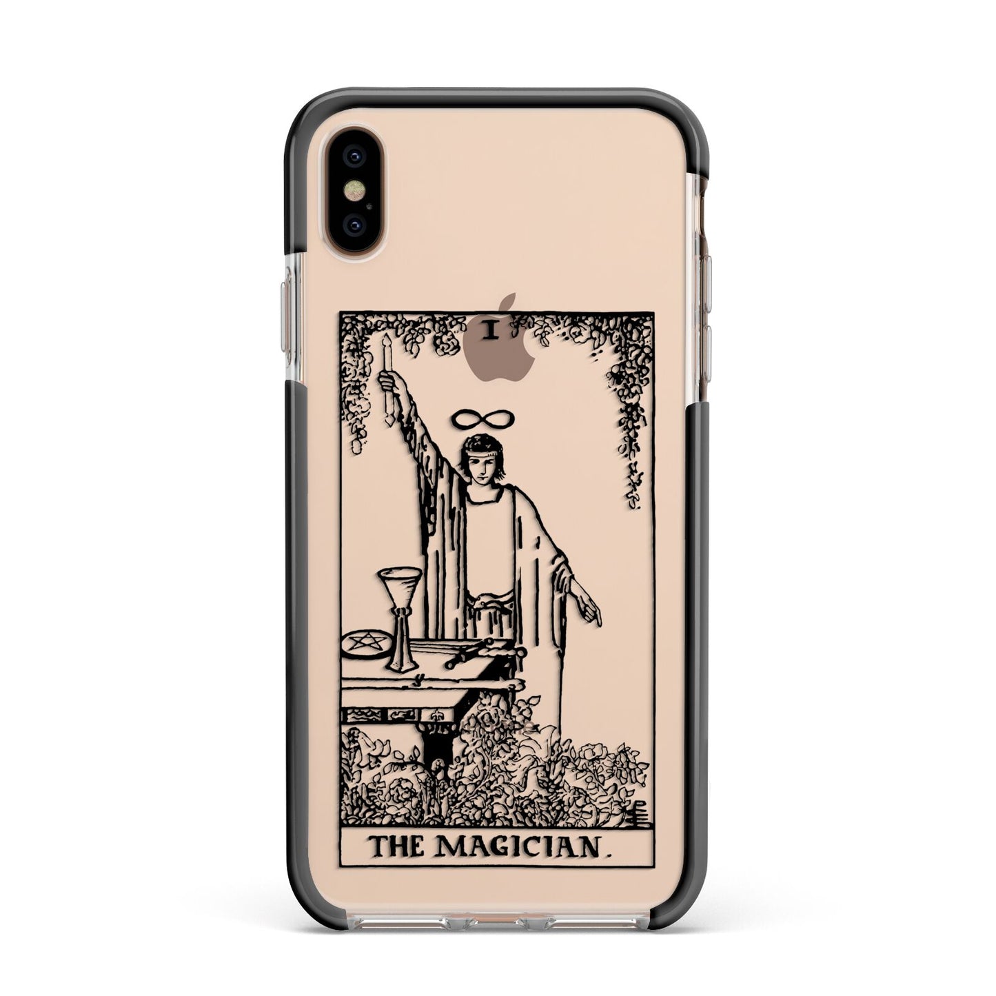 The Magician Monochrome Tarot Card Apple iPhone Xs Max Impact Case Black Edge on Gold Phone