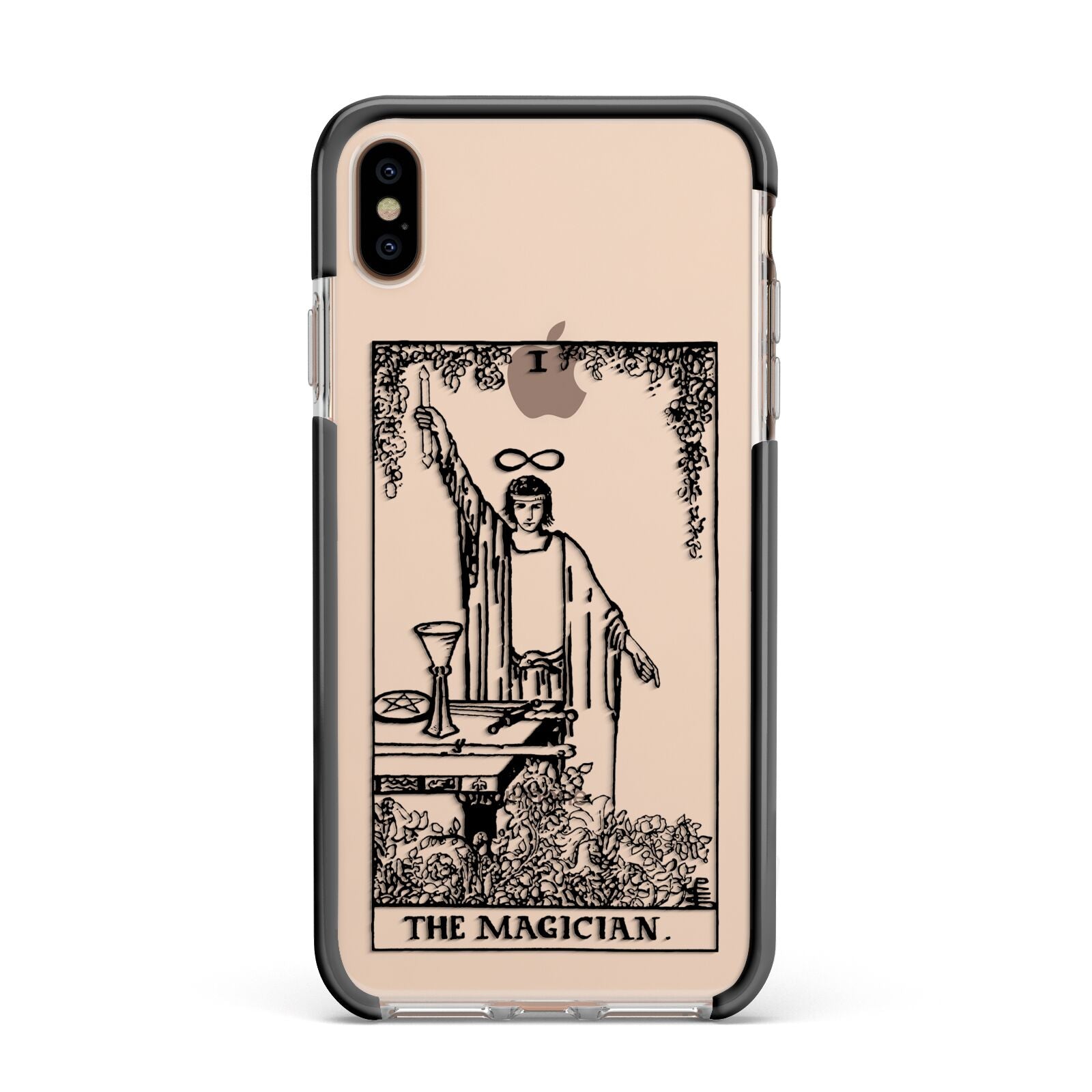 The Magician Monochrome Tarot Card Apple iPhone Xs Max Impact Case Black Edge on Gold Phone