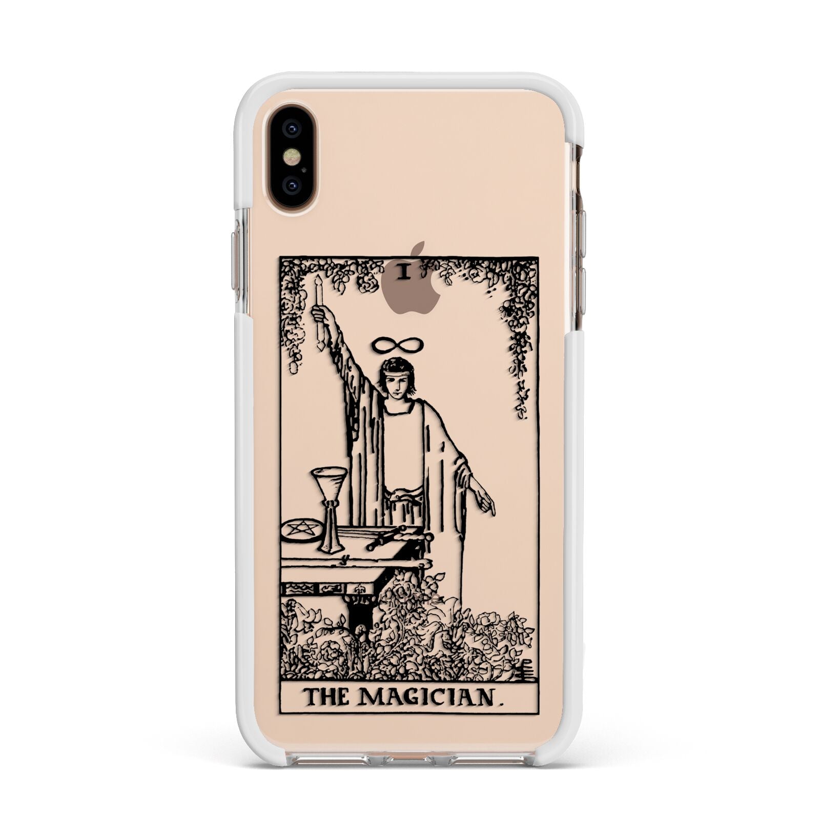 The Magician Monochrome Tarot Card Apple iPhone Xs Max Impact Case White Edge on Gold Phone