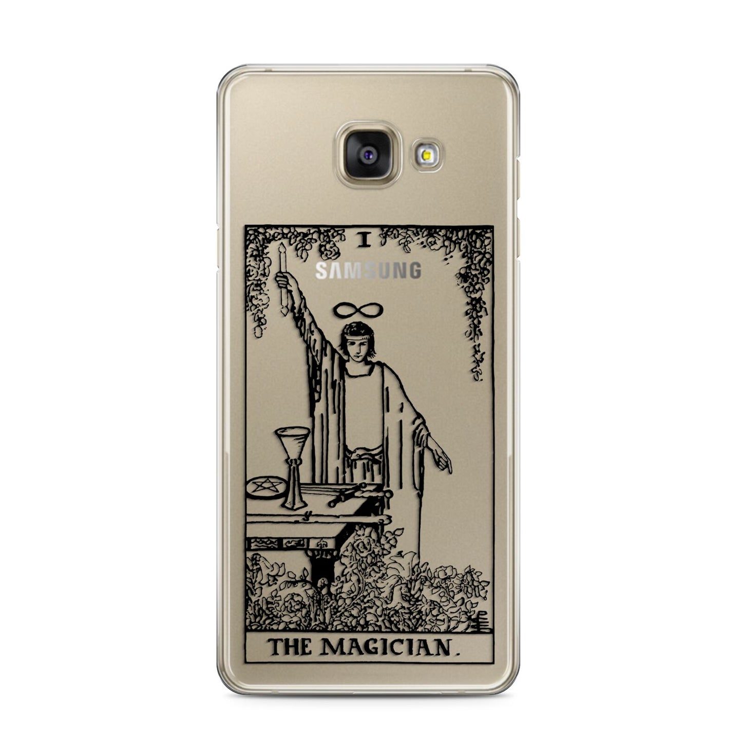 The Magician Monochrome Tarot Card Samsung Galaxy A3 2016 Case on gold phone