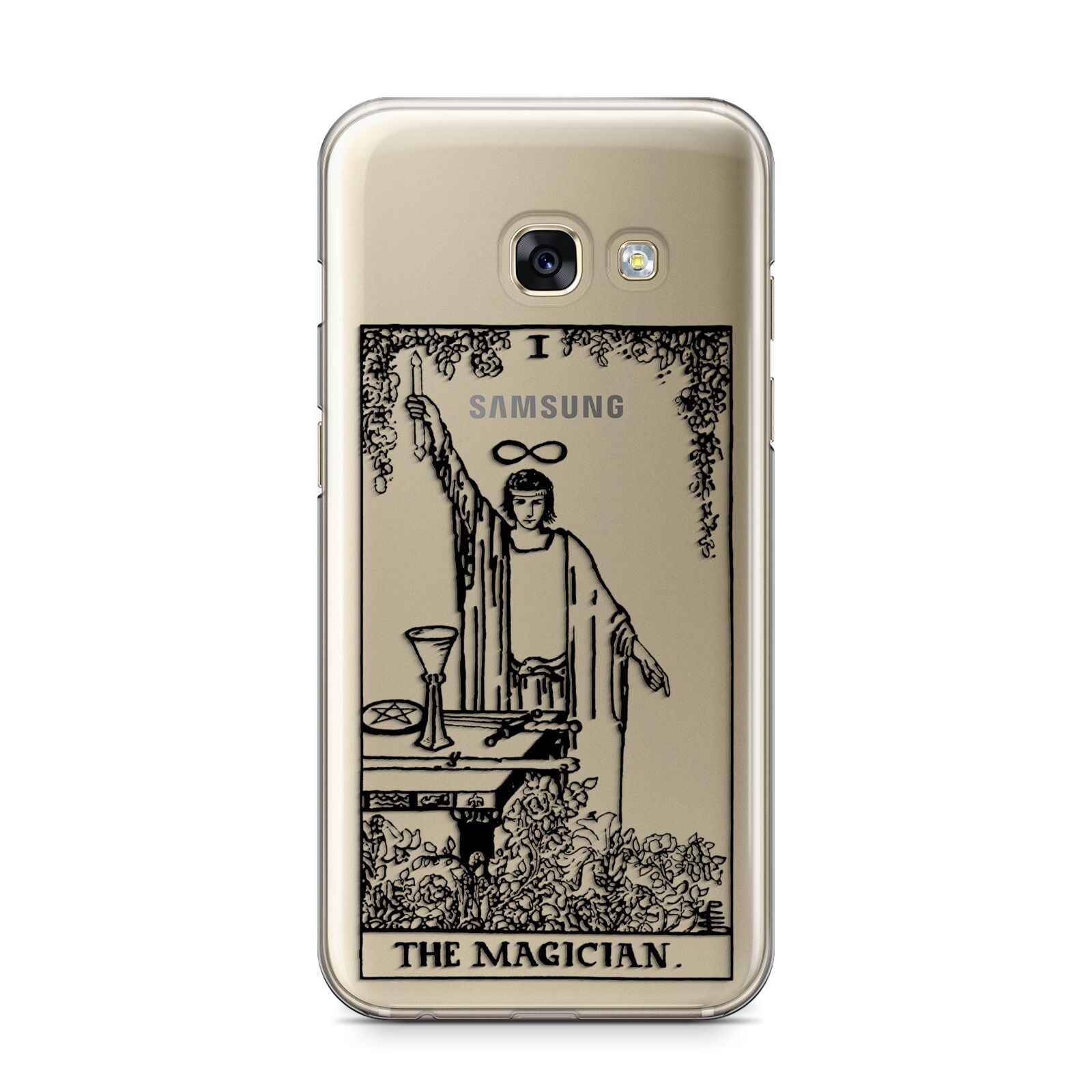 The Magician Monochrome Tarot Card Samsung Galaxy A3 2017 Case on gold phone