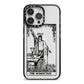 The Magician Monochrome Tarot Card iPhone 14 Pro Max Black Impact Case on Silver phone