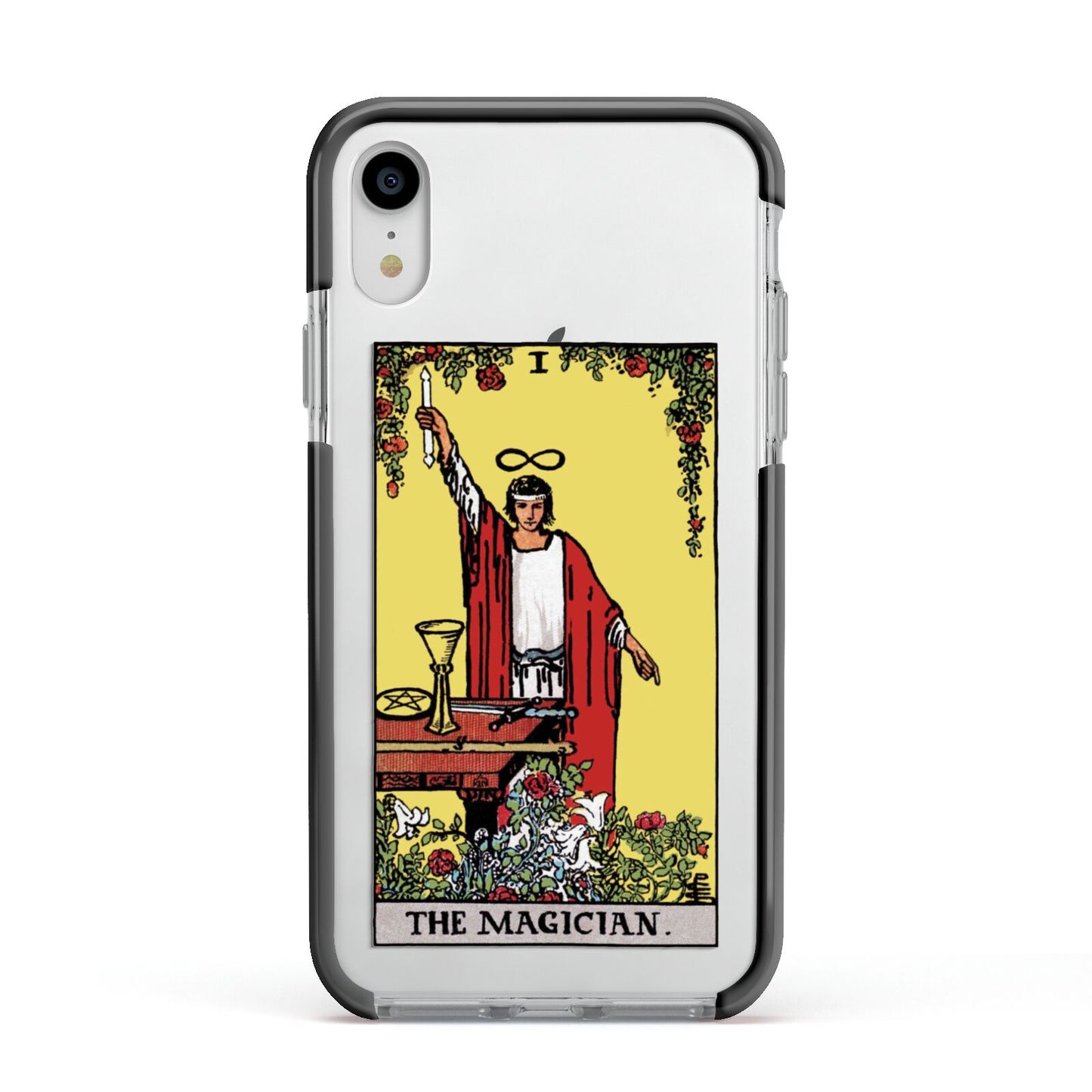 The Magician Tarot Card Apple iPhone XR Impact Case Black Edge on Silver Phone