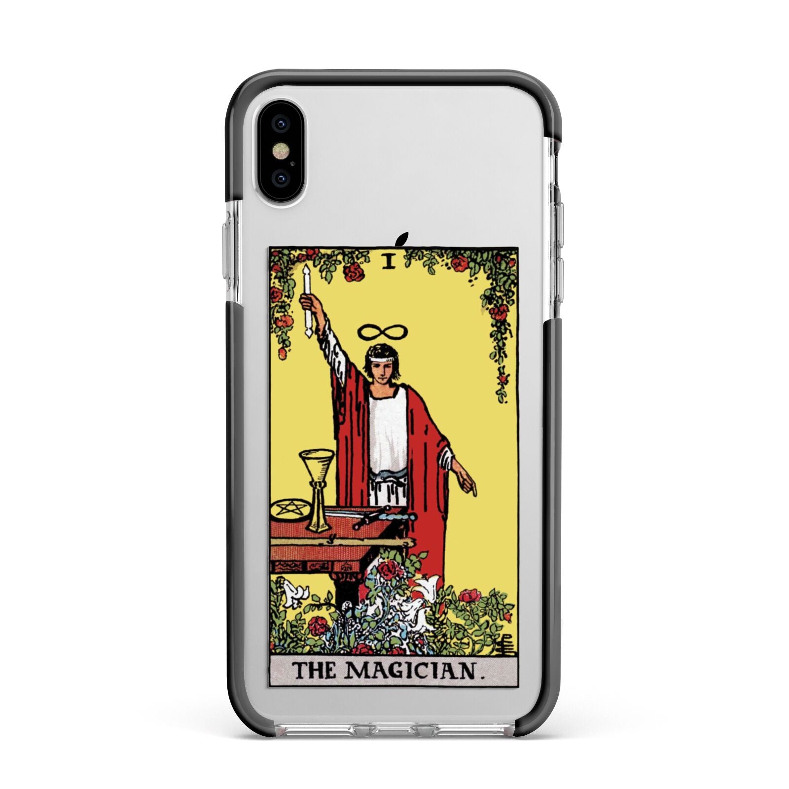 The Magician Tarot Card Apple iPhone Xs Max Impact Case Black Edge on Silver Phone