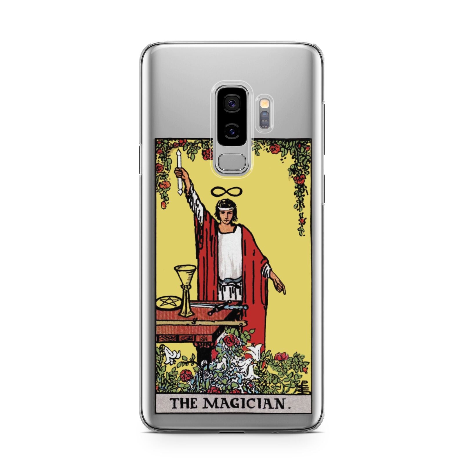 The Magician Tarot Card Samsung Galaxy S9 Plus Case on Silver phone