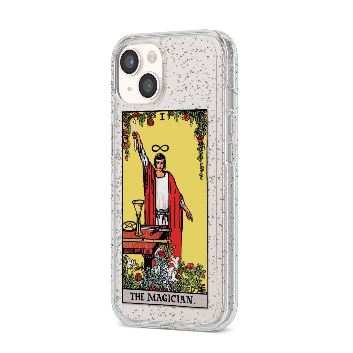 The Magician Tarot Card iPhone 14 Glitter Tough Case Starlight Angled Image