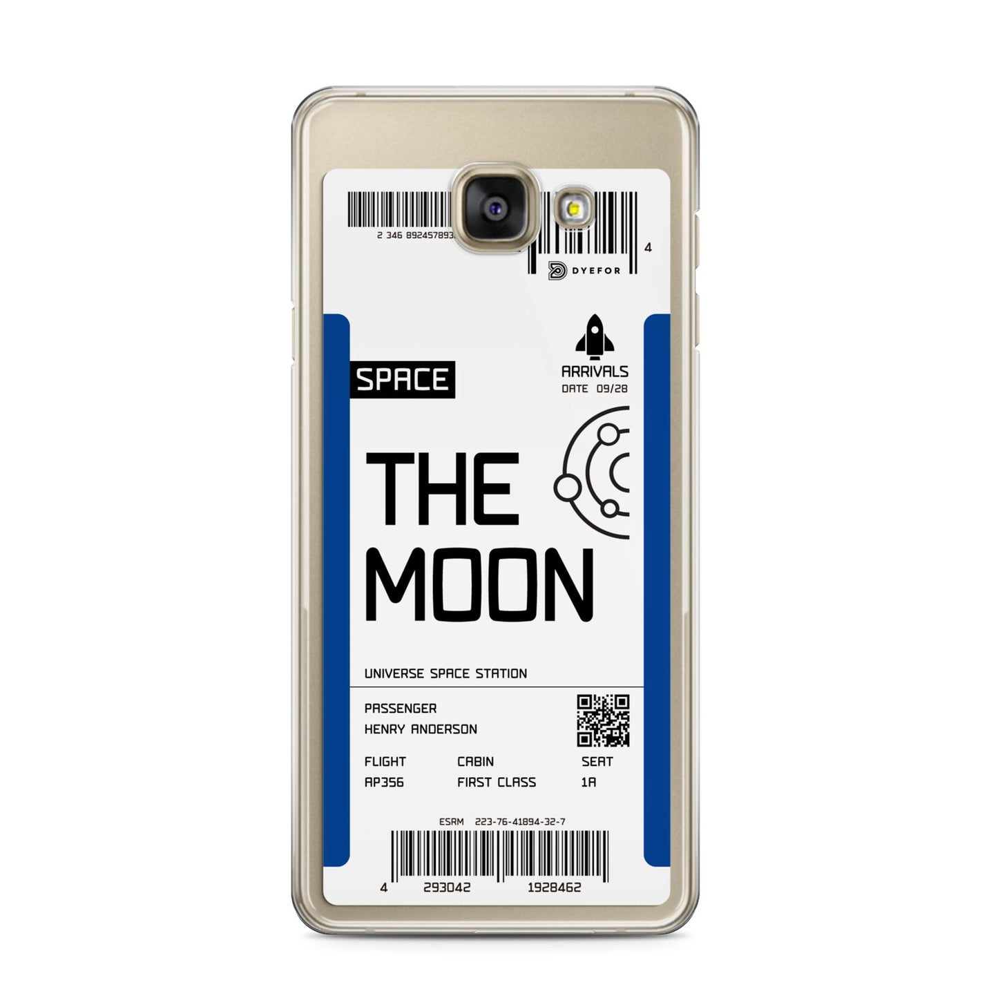 The Moon Boarding Pass Samsung Galaxy A3 2016 Case on gold phone