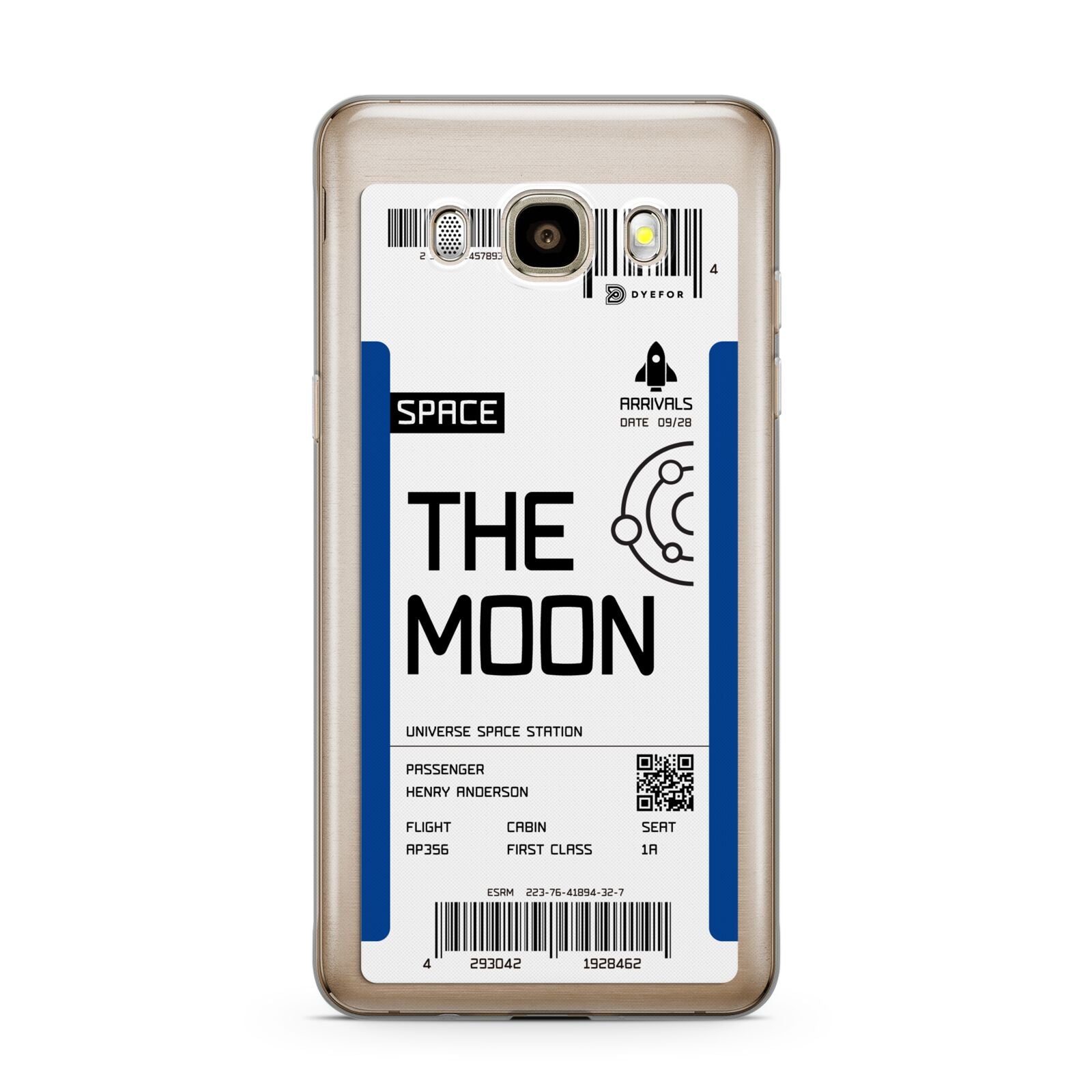 The Moon Boarding Pass Samsung Galaxy J7 2016 Case on gold phone