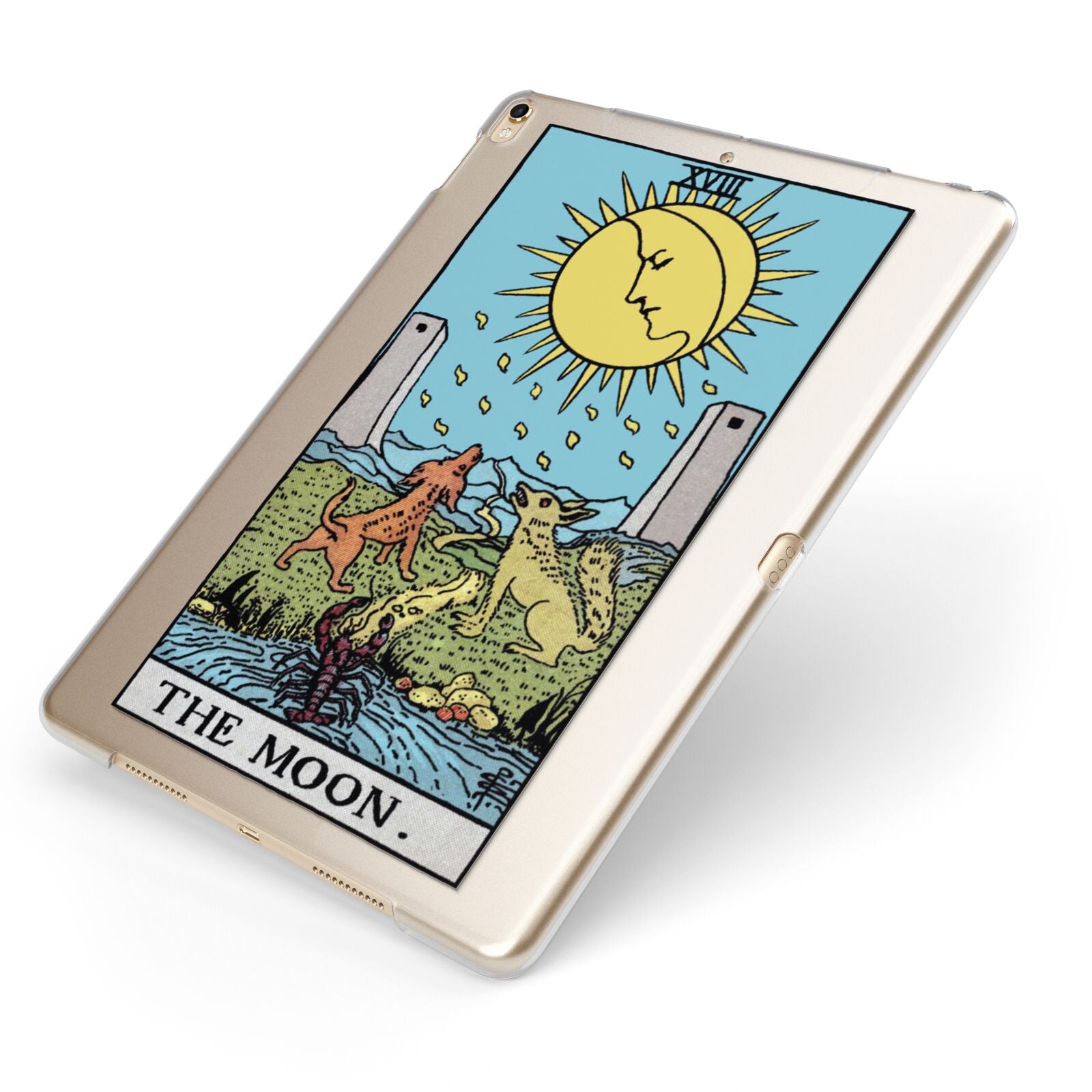 The Moon Tarot Card Apple iPad Case on Gold iPad Side View