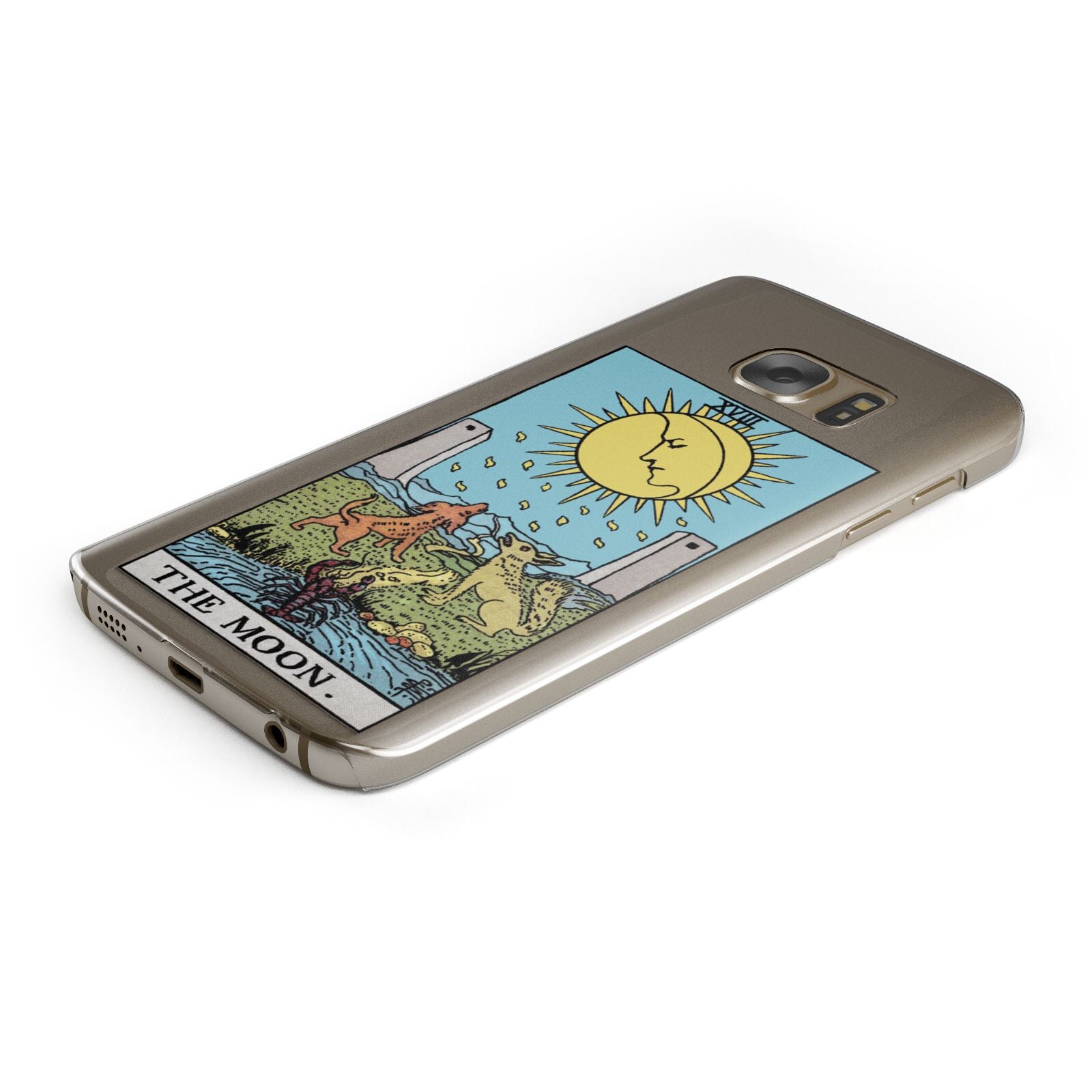 The Moon Tarot Card Protective Samsung Galaxy Case Angled Image