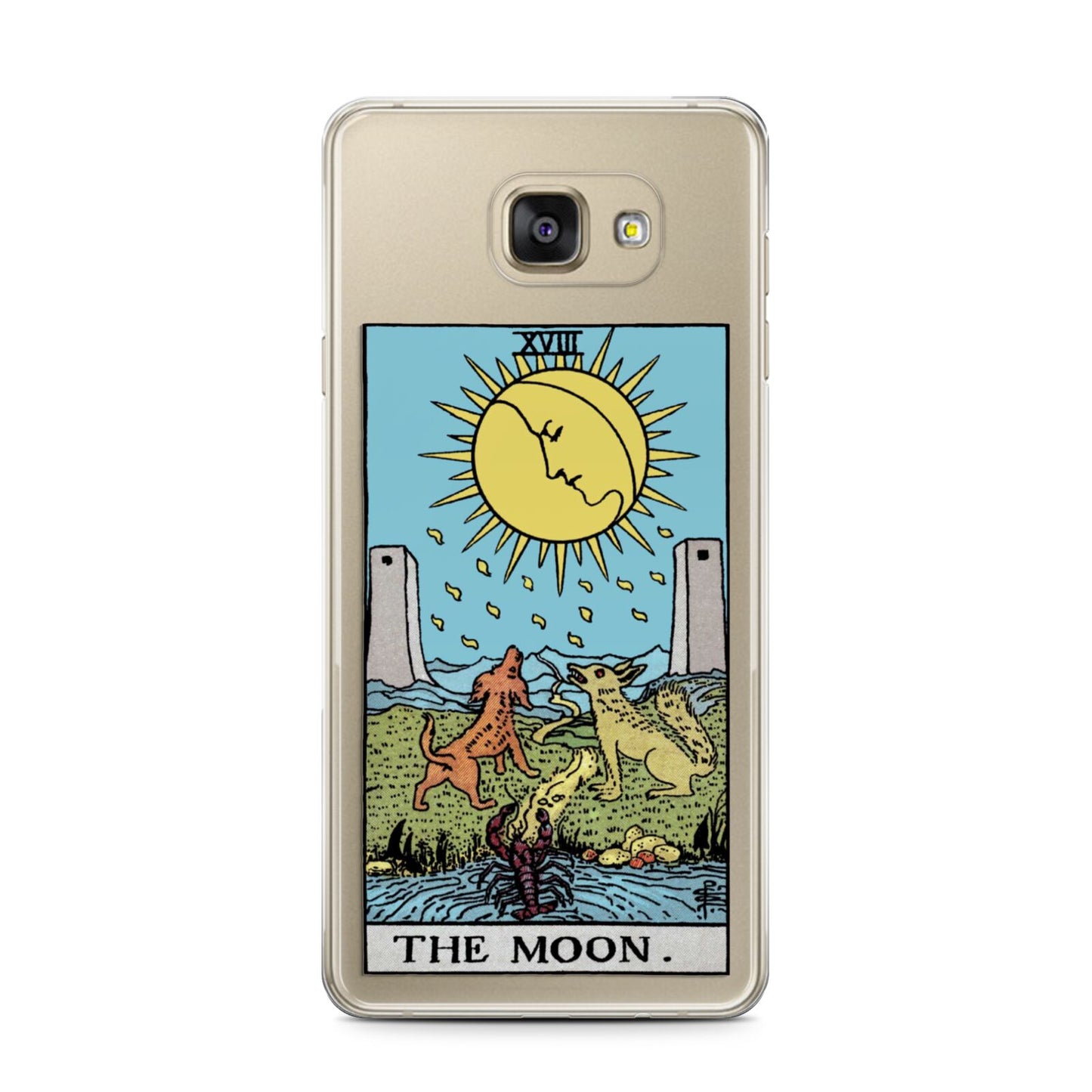 The Moon Tarot Card Samsung Galaxy A7 2016 Case on gold phone