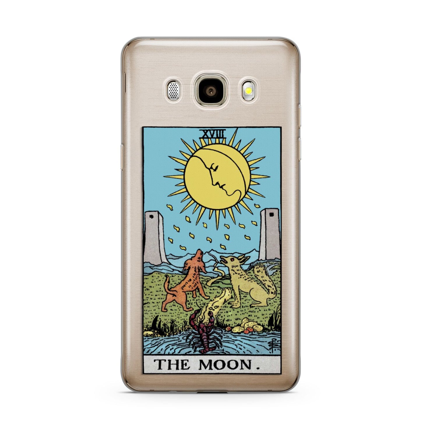 The Moon Tarot Card Samsung Galaxy J7 2016 Case on gold phone