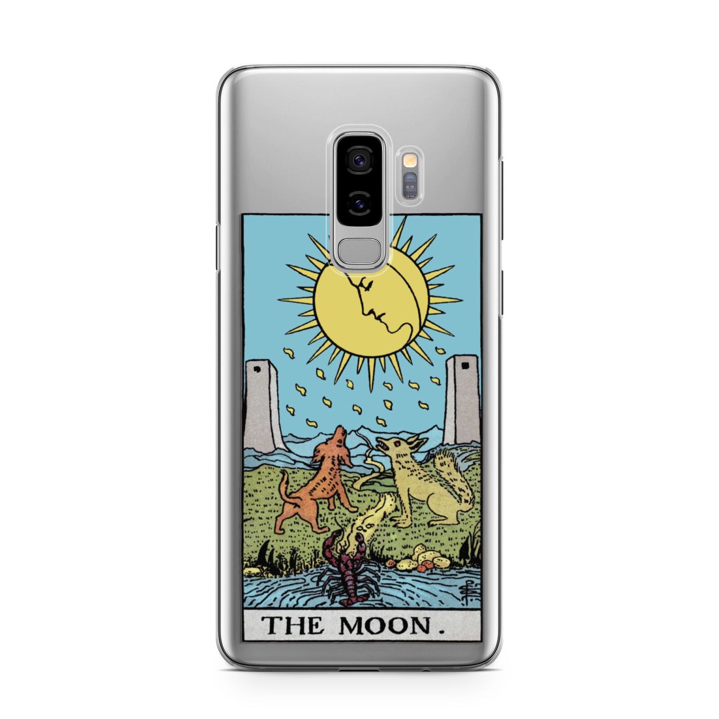The Moon Tarot Card Samsung Galaxy S9 Plus Case on Silver phone