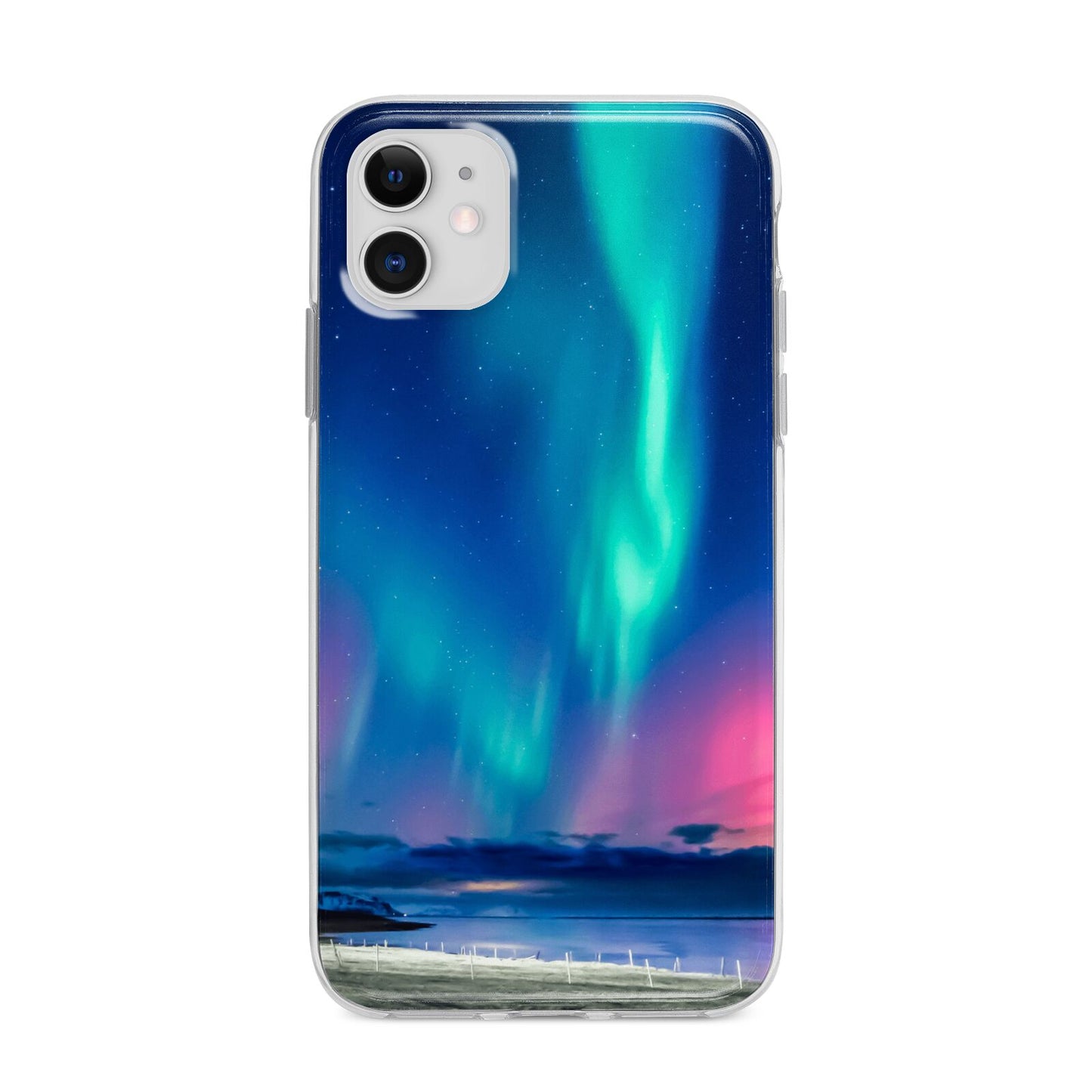 The Northern Lights Apple iPhone 11 in White with Bumper Case