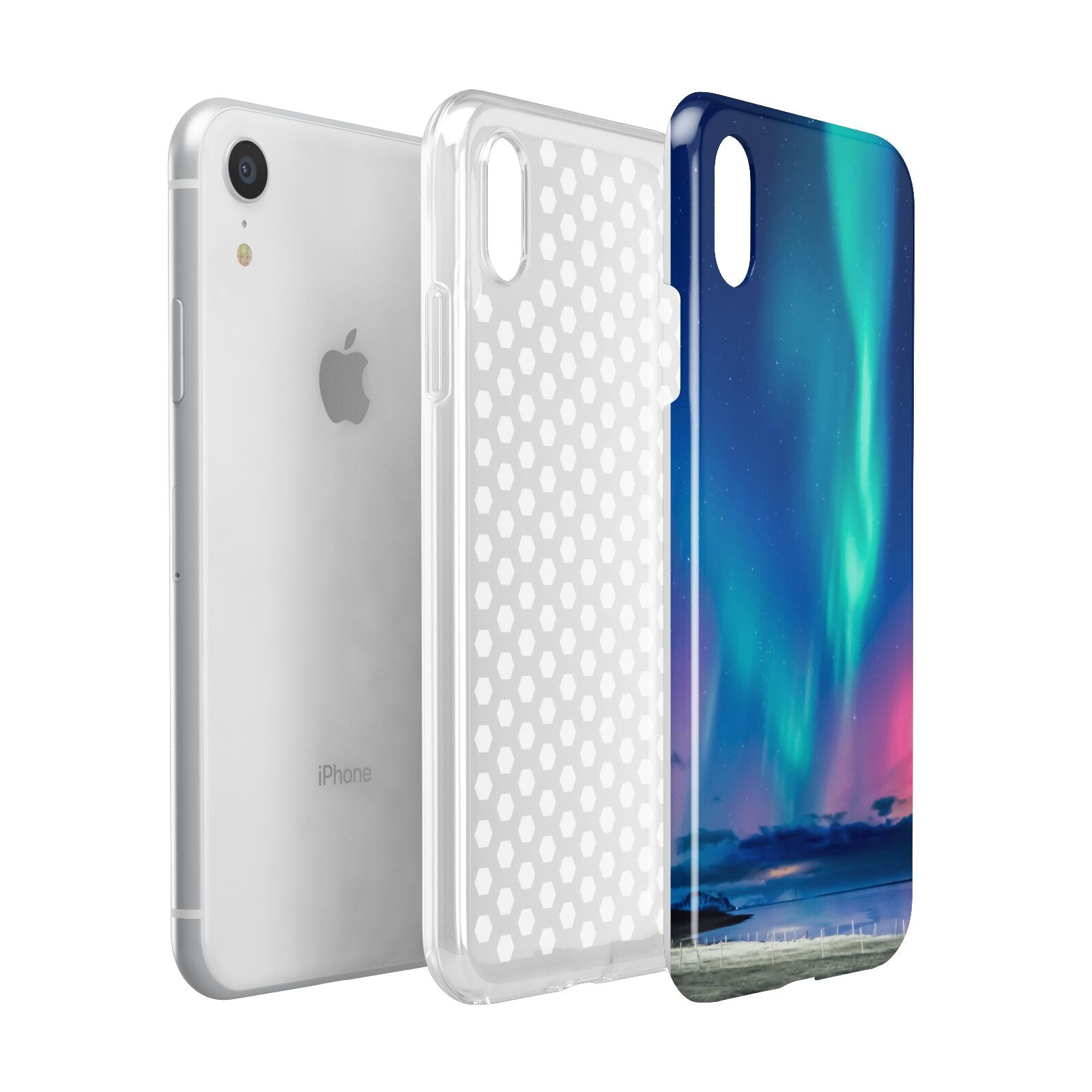 The Northern Lights Apple iPhone XR White 3D Tough Case Expanded view