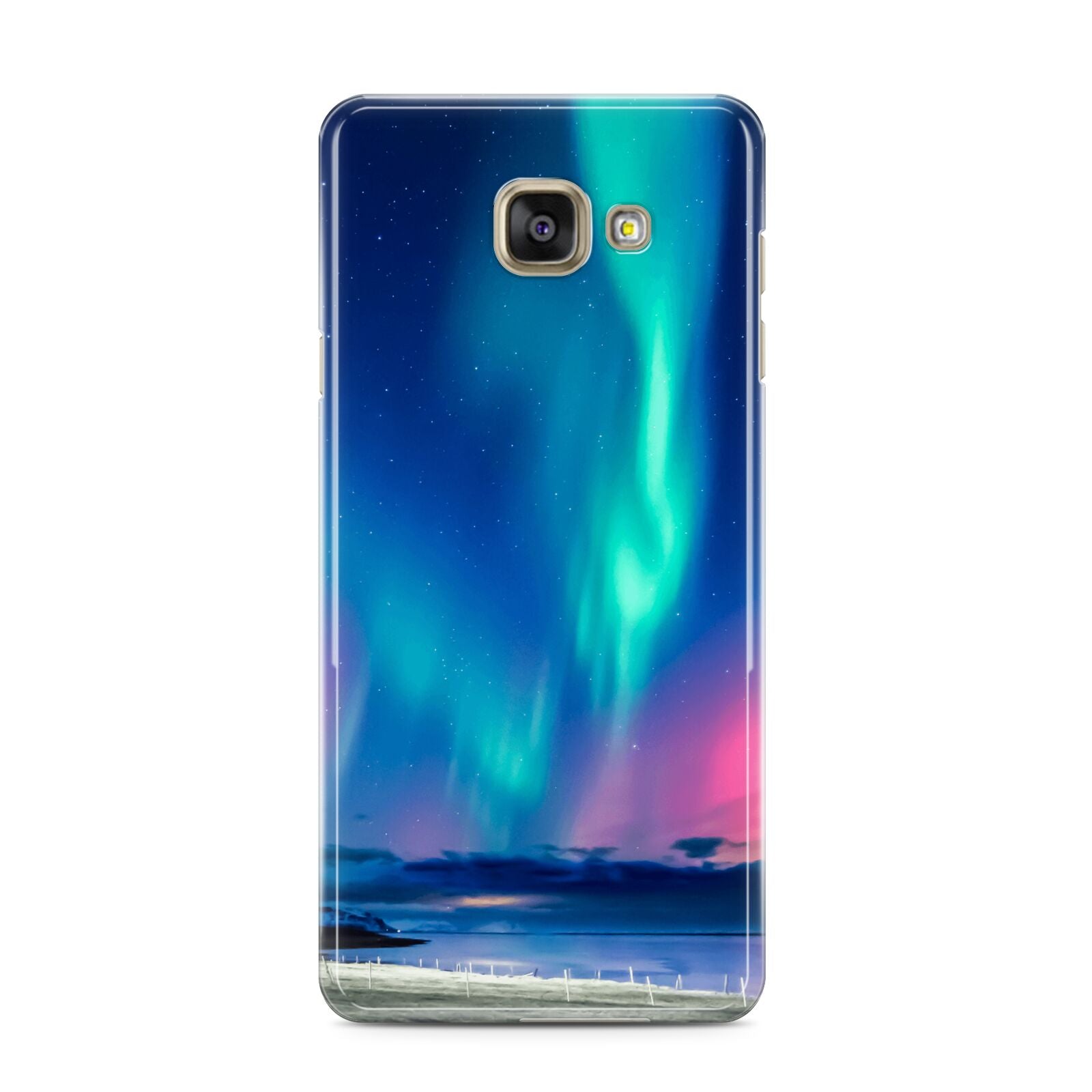 The Northern Lights Samsung Galaxy A3 2016 Case on gold phone