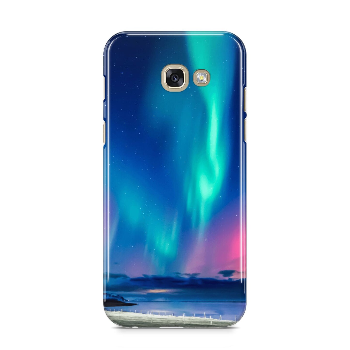 The Northern Lights Samsung Galaxy A5 2017 Case on gold phone