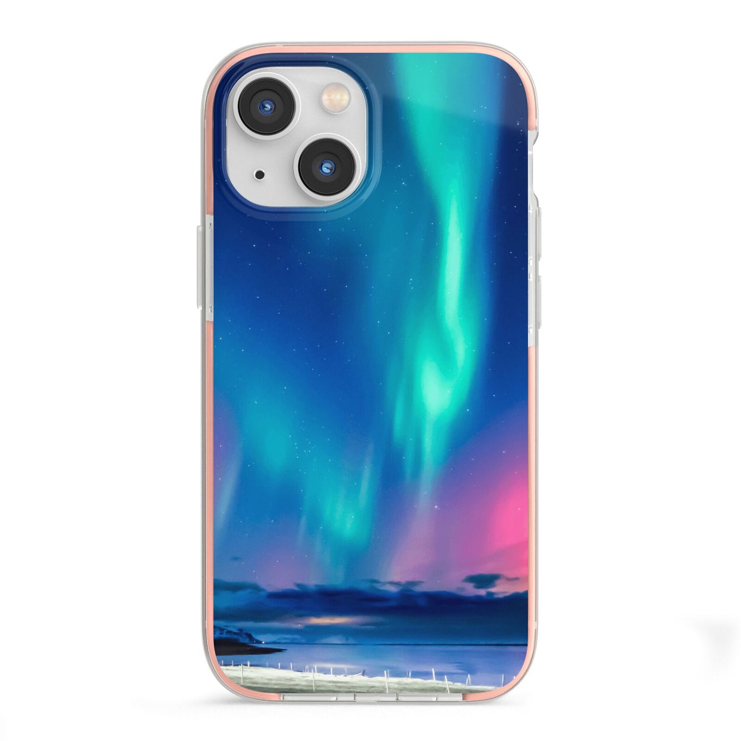 The Northern Lights iPhone 13 Mini TPU Impact Case with Pink Edges