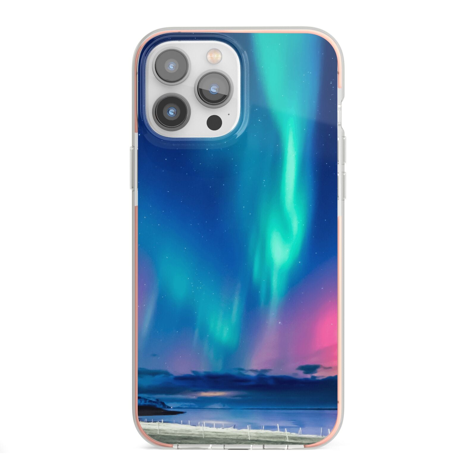 The Northern Lights iPhone 13 Pro Max TPU Impact Case with Pink Edges