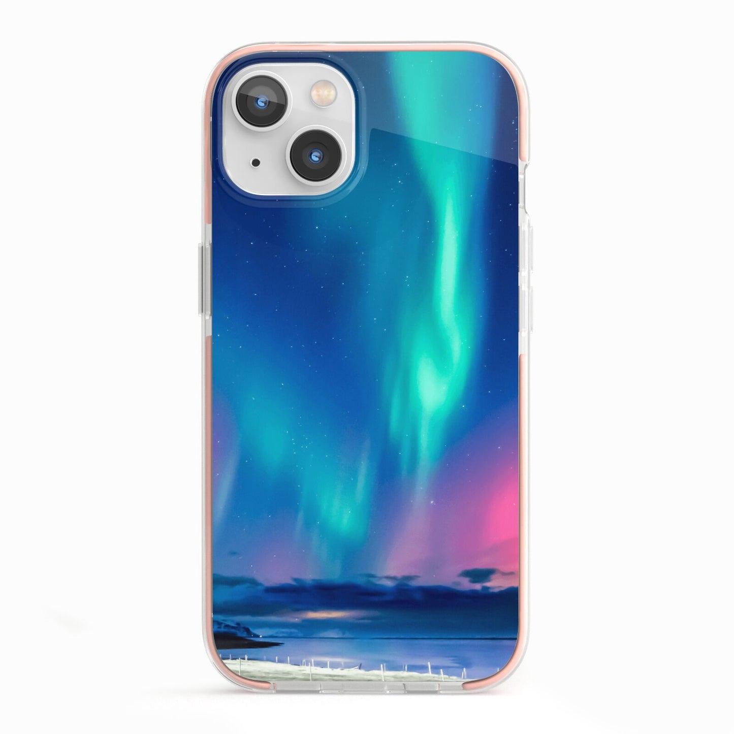 The Northern Lights iPhone 13 TPU Impact Case with Pink Edges