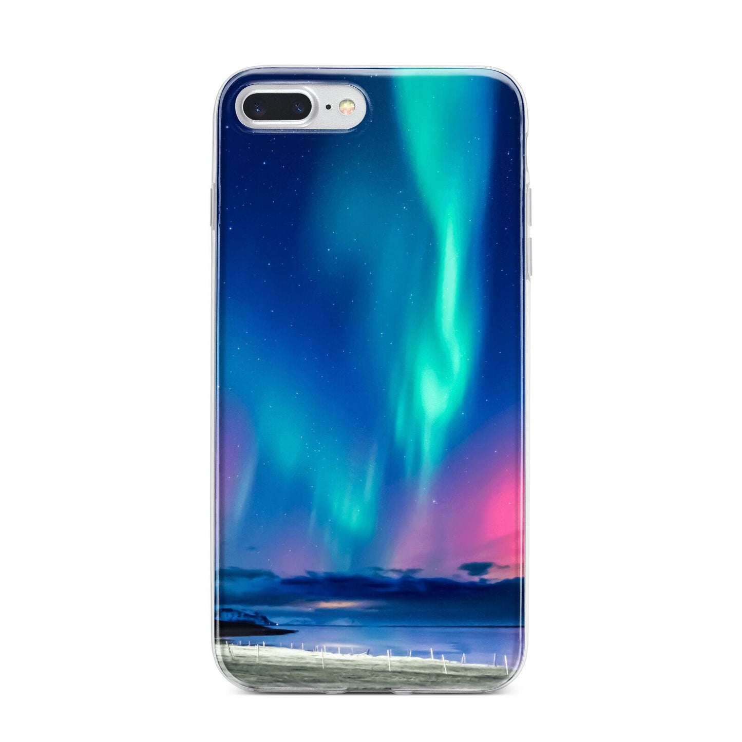 The Northern Lights iPhone 7 Plus Bumper Case on Silver iPhone