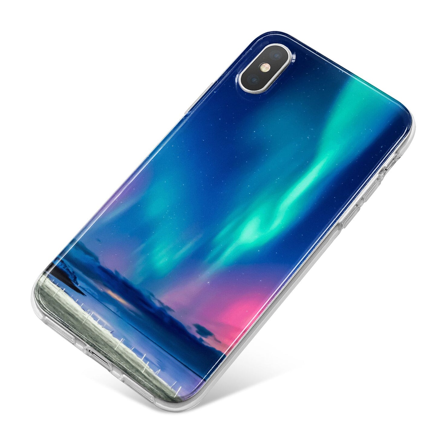 The Northern Lights iPhone X Bumper Case on Silver iPhone