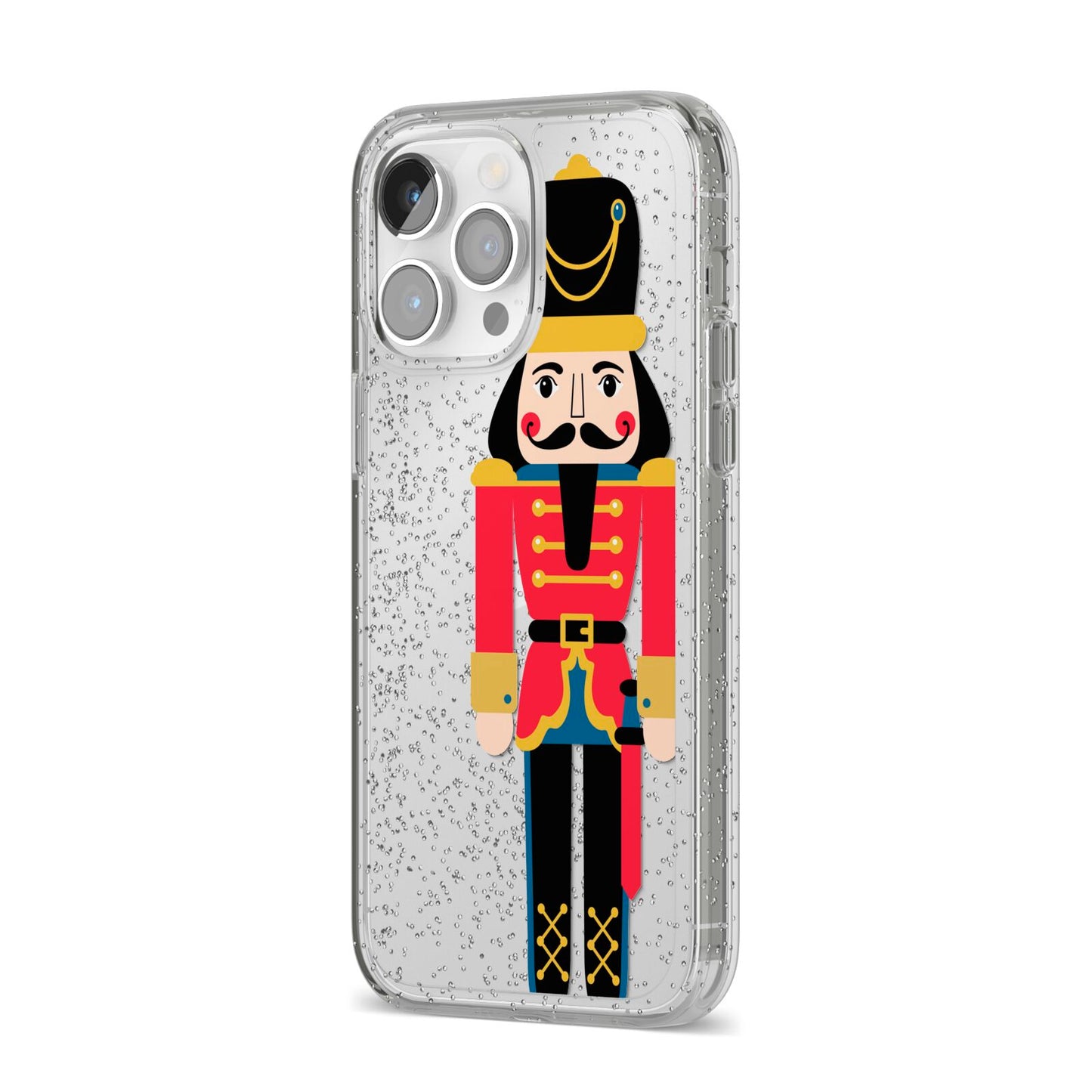 The Nutcracker iPhone 14 Pro Max Glitter Tough Case Silver Angled Image