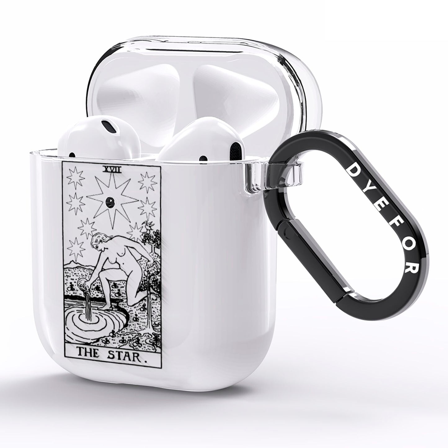 The Star Monochrome Tarot Card AirPods Clear Case Side Image