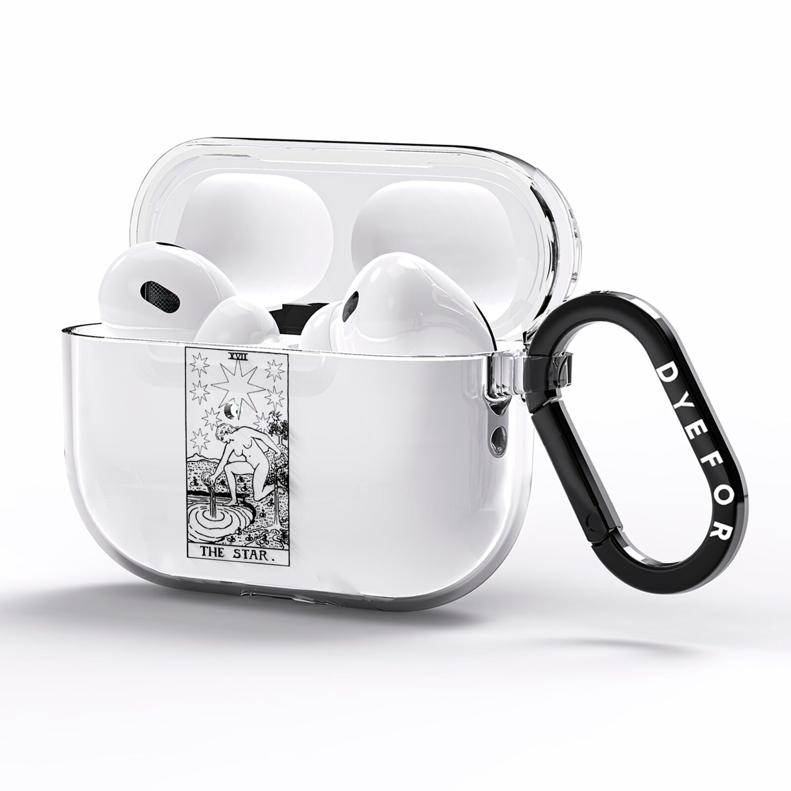 The Star Monochrome Tarot Card AirPods Pro Clear Case Side Image