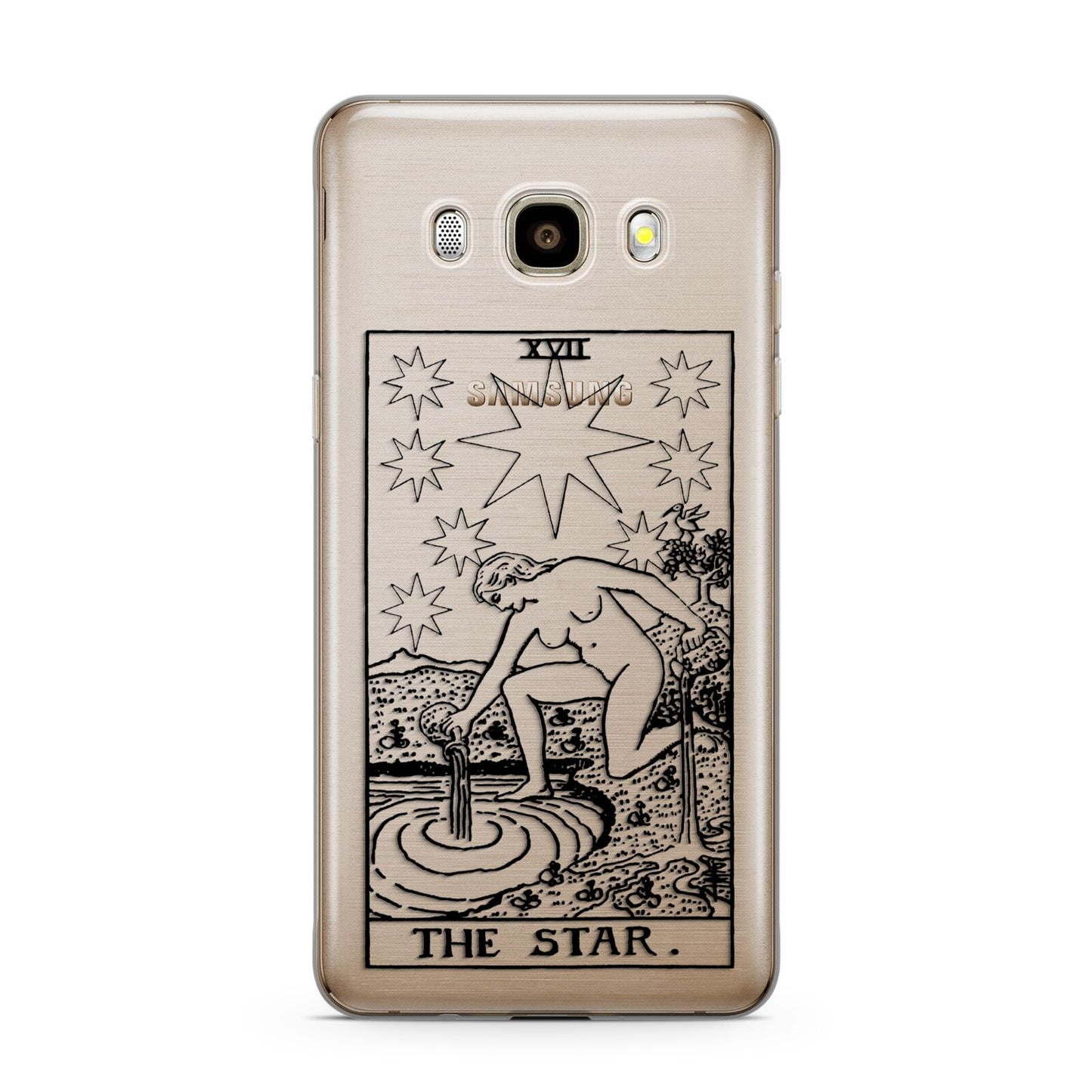 The Star Monochrome Tarot Card Samsung Galaxy J7 2016 Case on gold phone