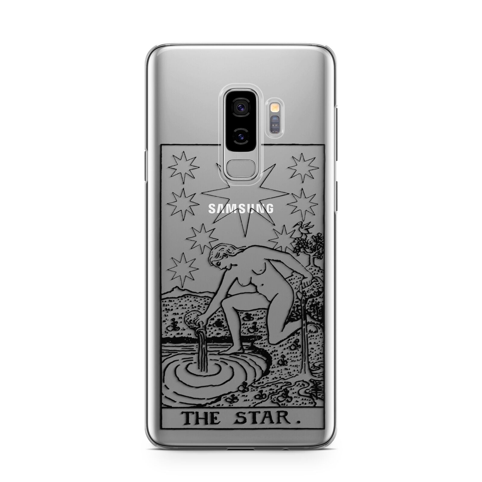 The Star Monochrome Tarot Card Samsung Galaxy S9 Plus Case on Silver phone