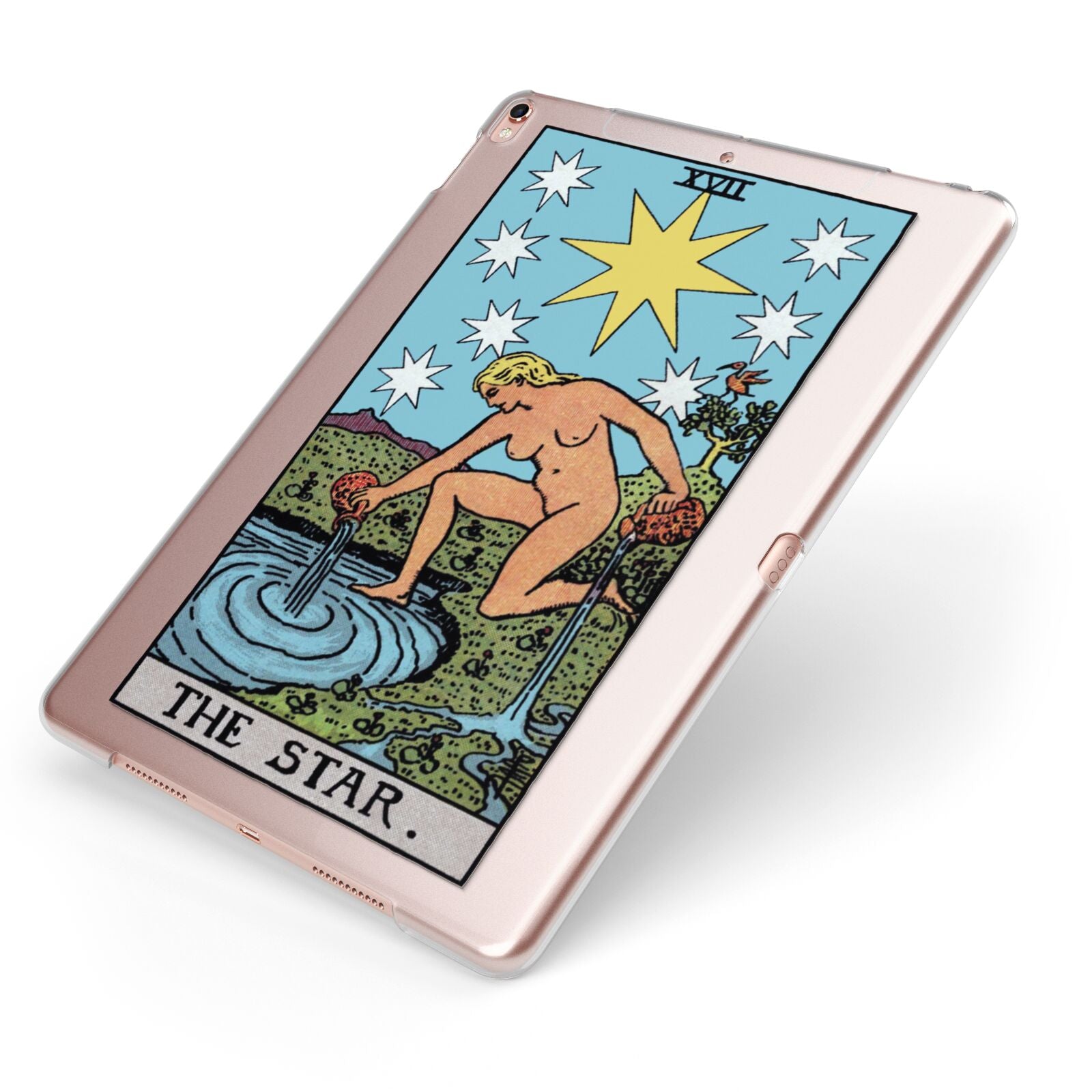 The Star Tarot Card Apple iPad Case on Rose Gold iPad Side View