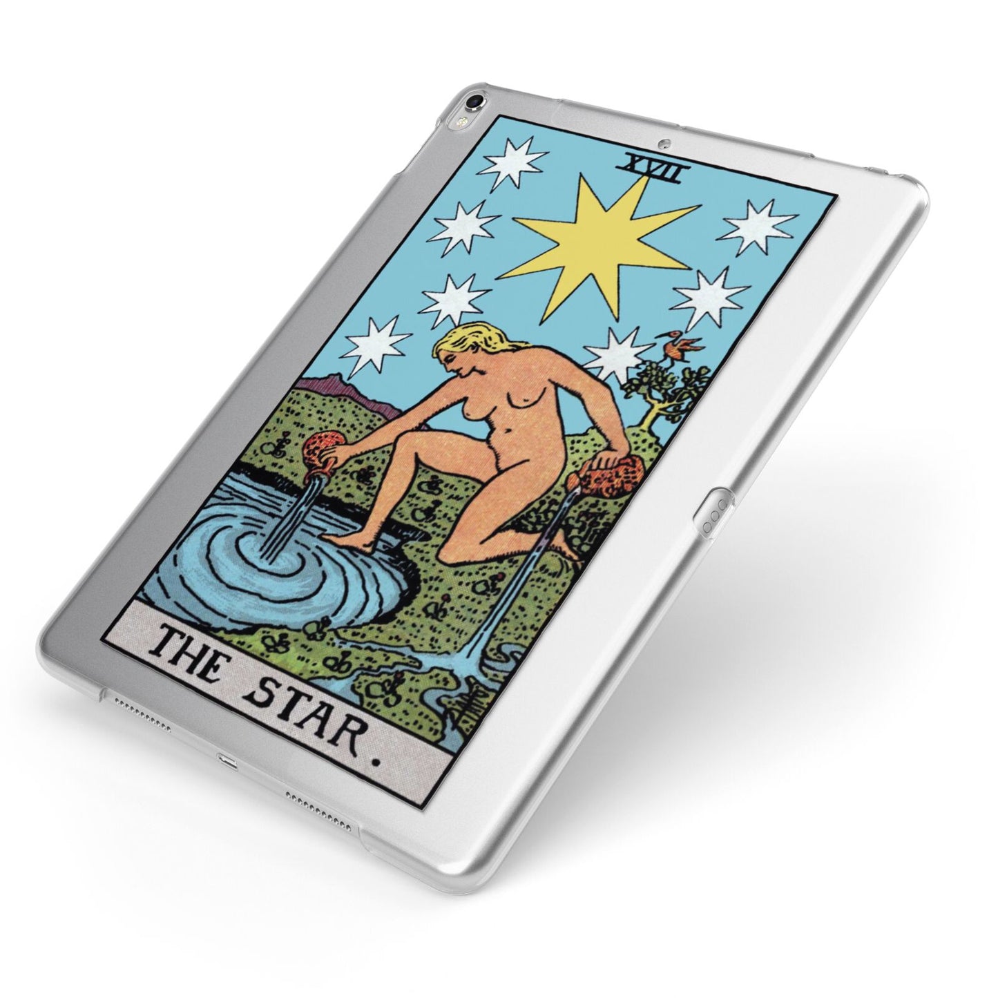 The Star Tarot Card Apple iPad Case on Silver iPad Side View