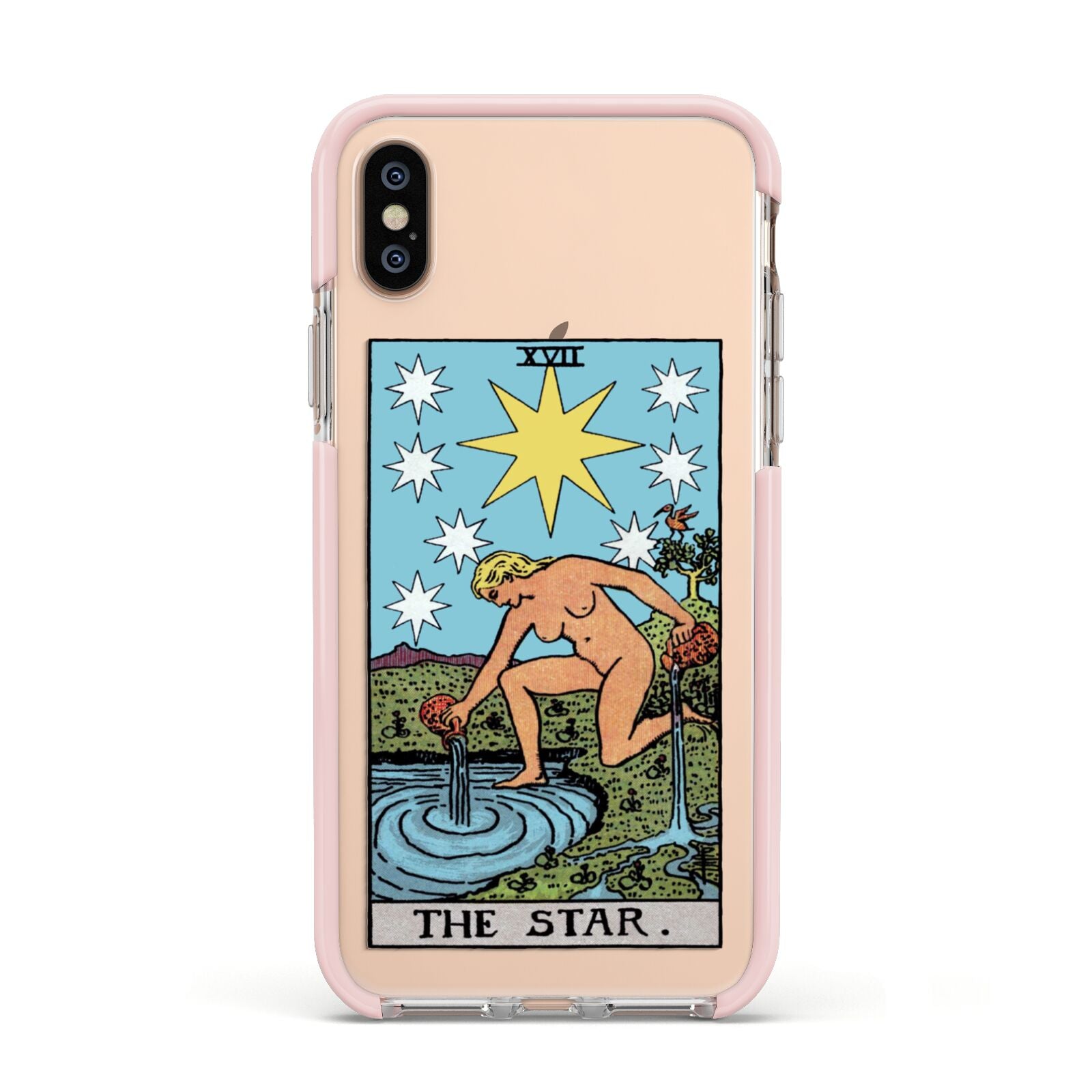 The Star Tarot Card Apple iPhone Xs Impact Case Pink Edge on Gold Phone