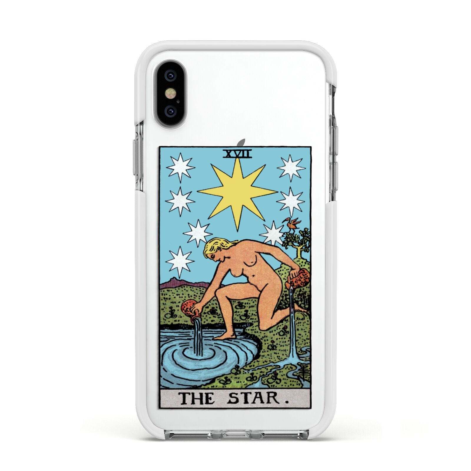 The Star Tarot Card Apple iPhone Xs Impact Case White Edge on Silver Phone