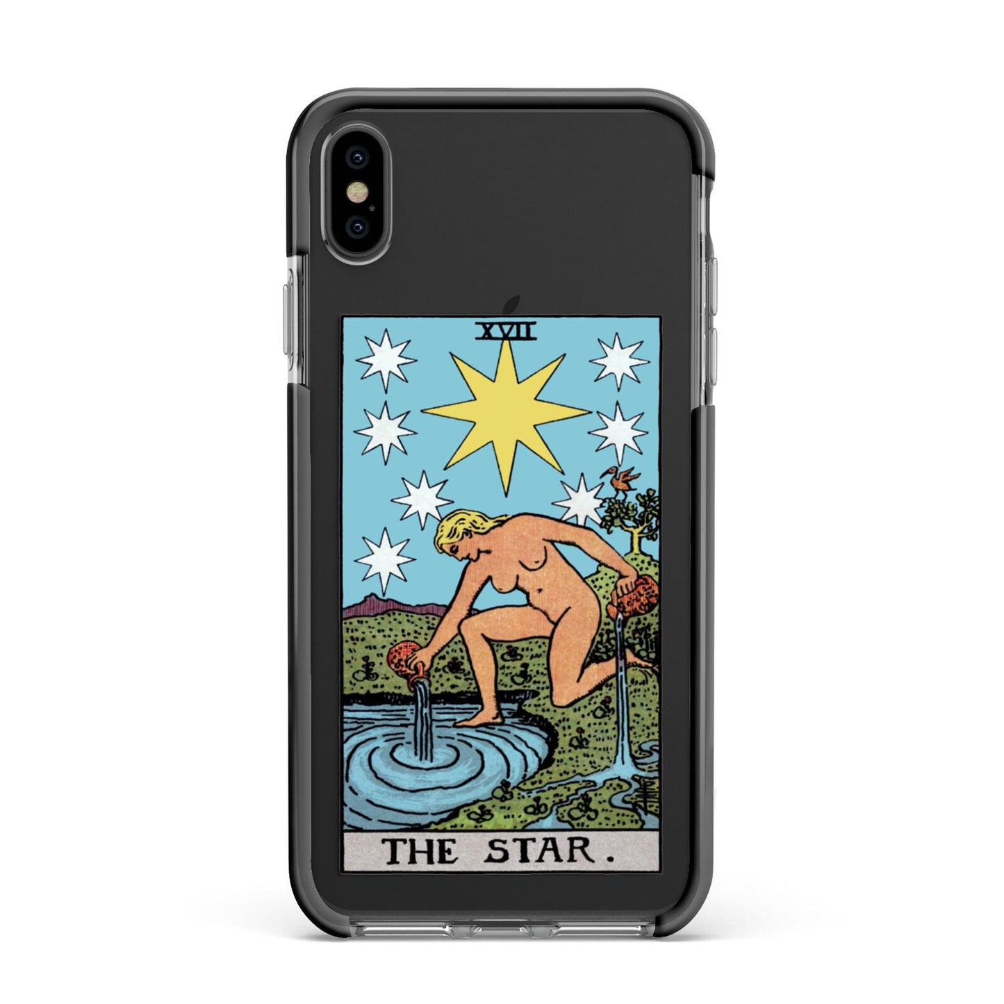 The Star Tarot Card Apple iPhone Xs Max Impact Case Black Edge on Black Phone