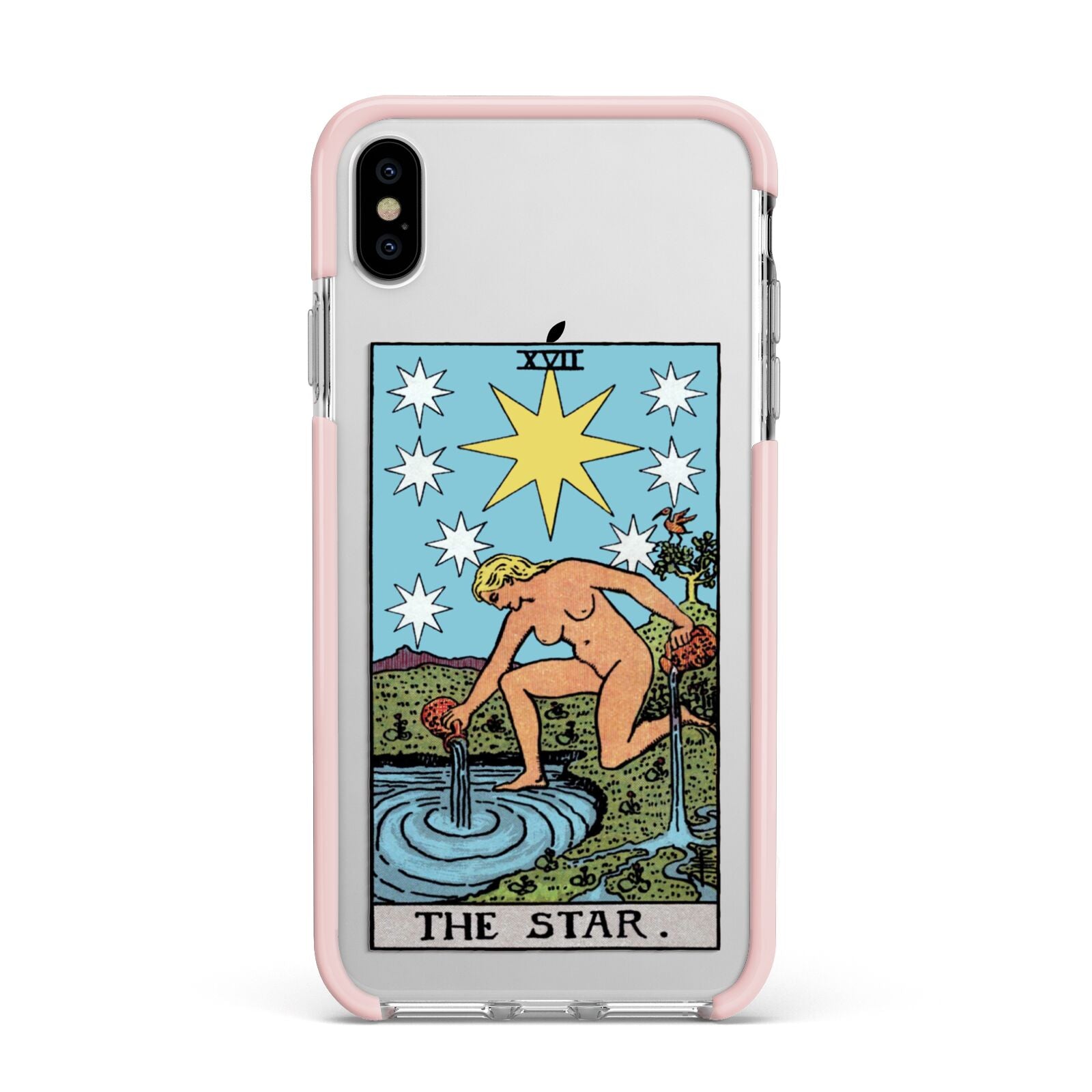 The Star Tarot Card Apple iPhone Xs Max Impact Case Pink Edge on Silver Phone