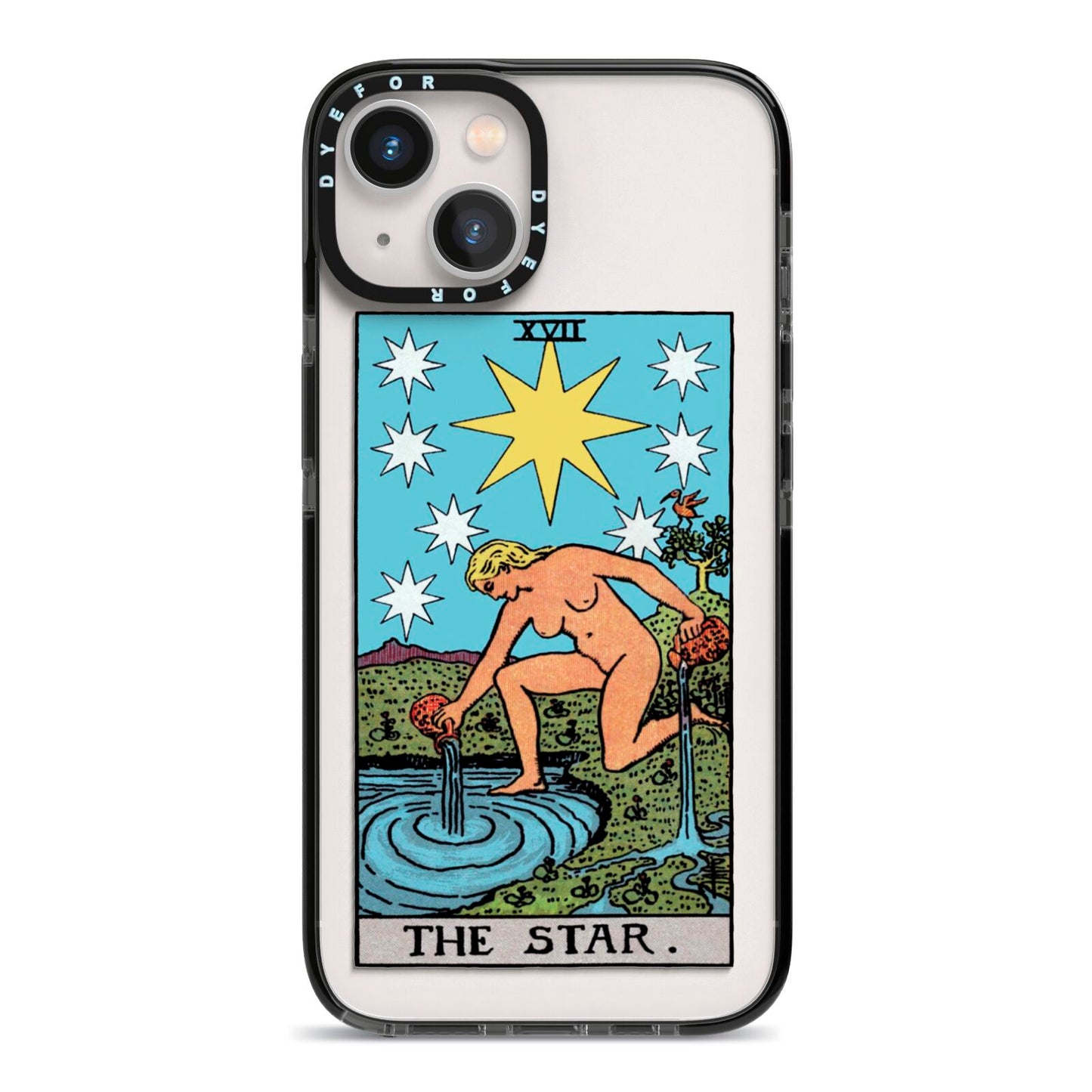 The Star Tarot Card iPhone 13 Black Impact Case on Silver phone